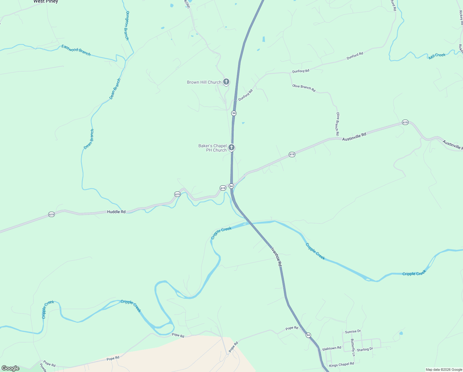 map of restaurants, bars, coffee shops, grocery stores, and more near Huddle Road in Wytheville