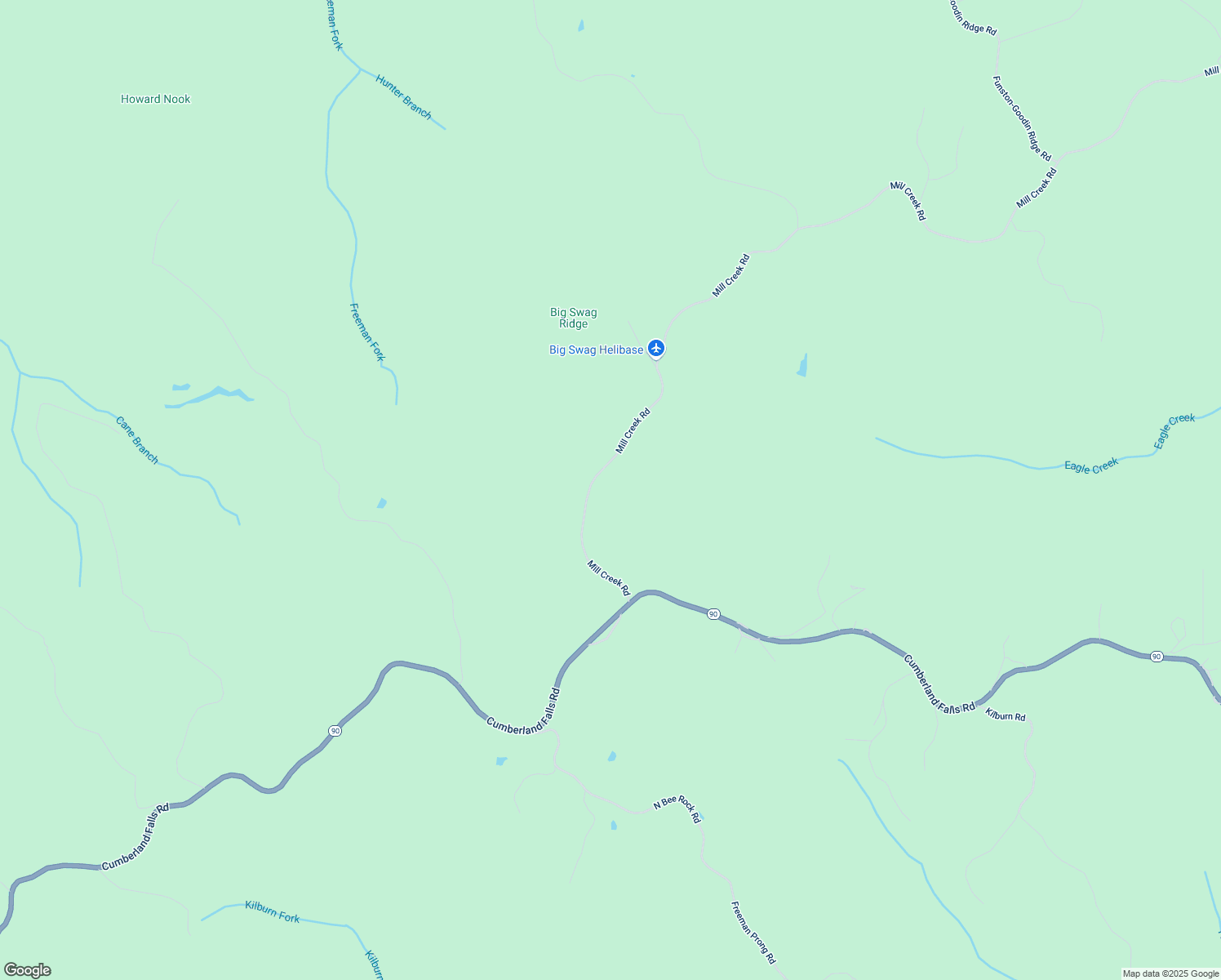 map of restaurants, bars, coffee shops, grocery stores, and more near Mill Creek Road in Parkers Lake
