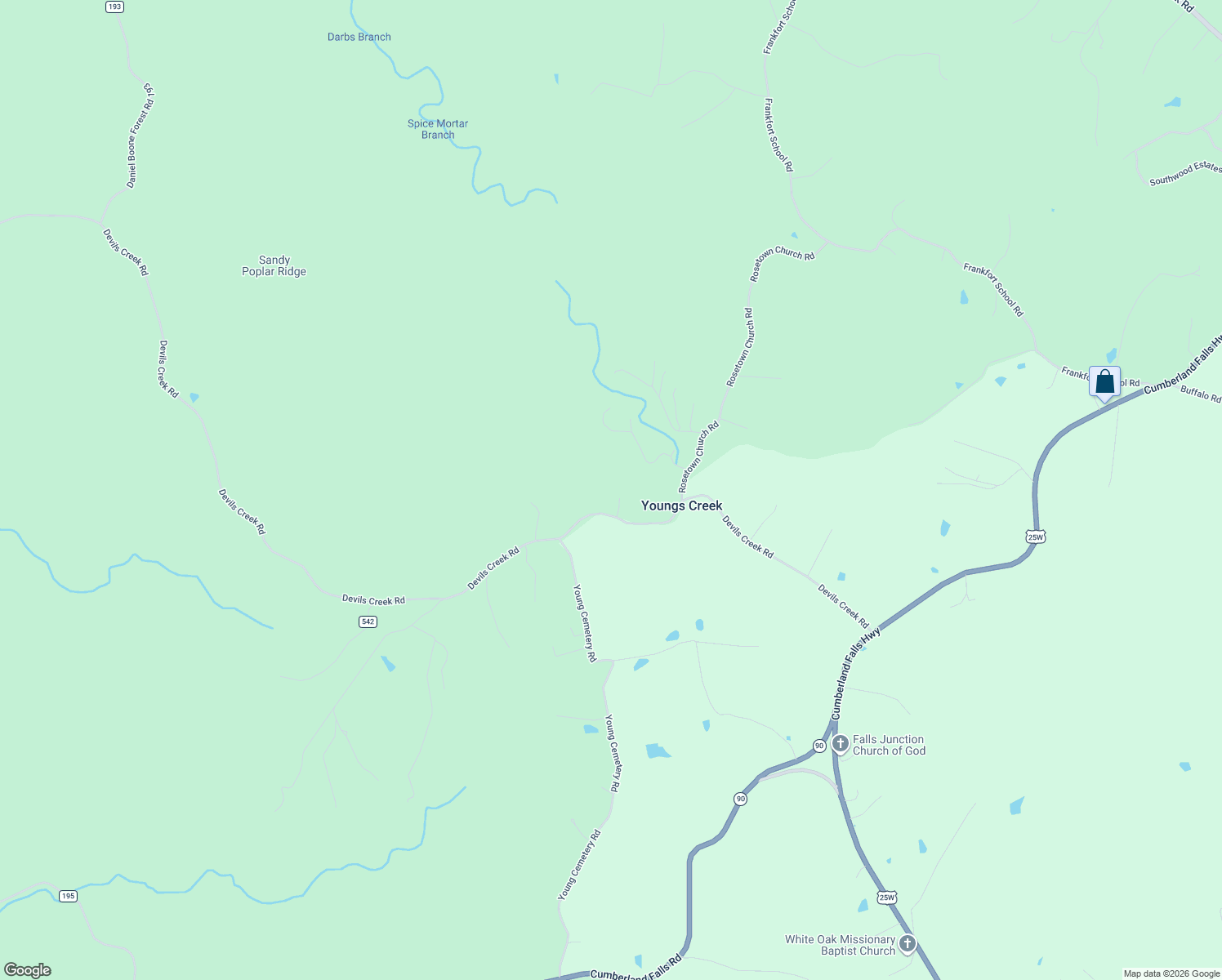 map of restaurants, bars, coffee shops, grocery stores, and more near 924 Devils Creek Road in Corbin