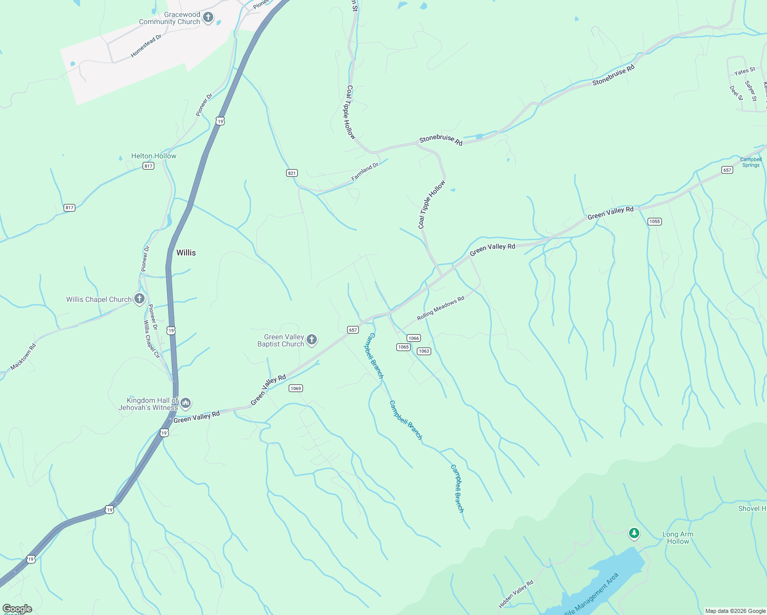 map of restaurants, bars, coffee shops, grocery stores, and more near Green Valley Road in Lebanon