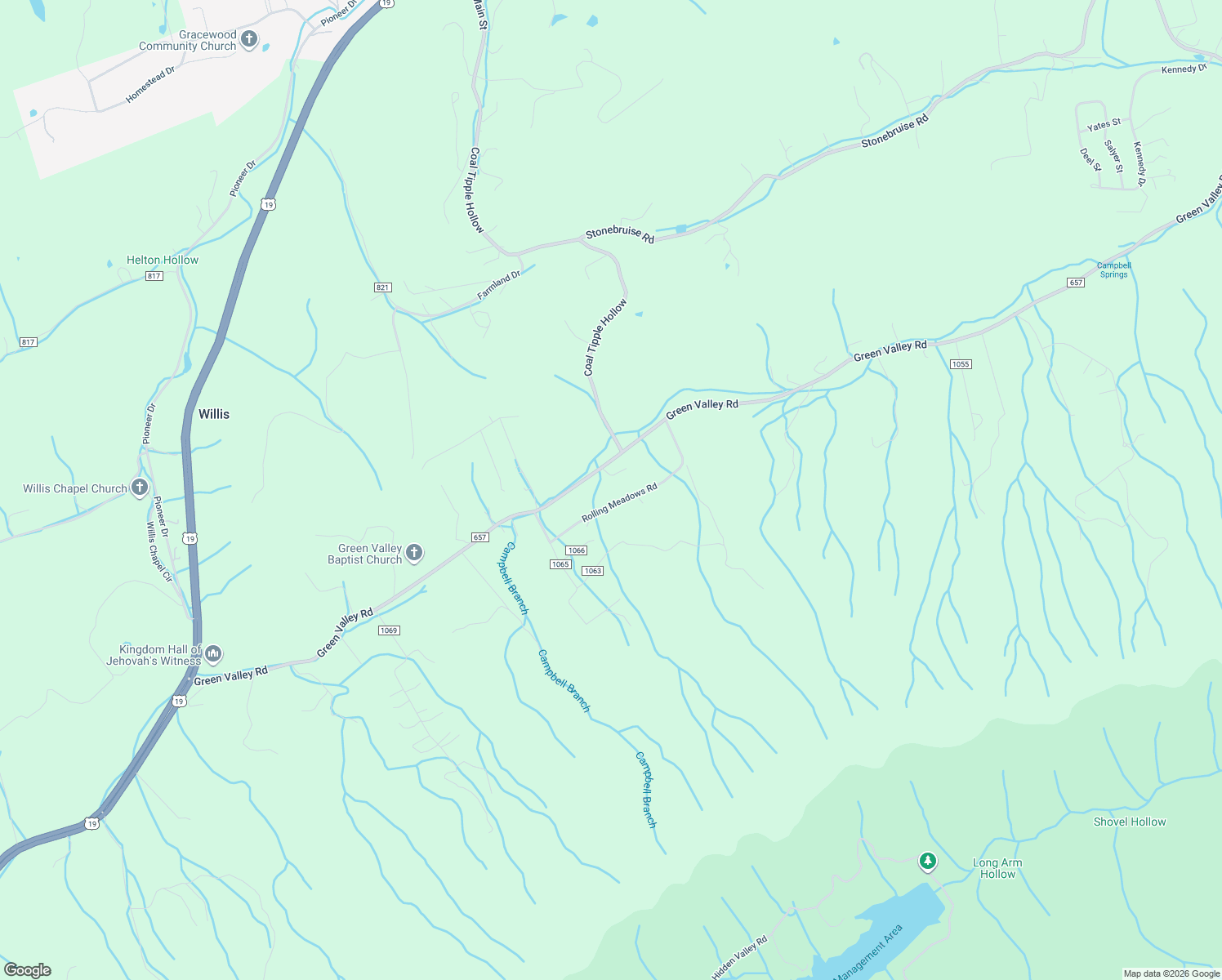 map of restaurants, bars, coffee shops, grocery stores, and more near Green Valley Road in Lebanon