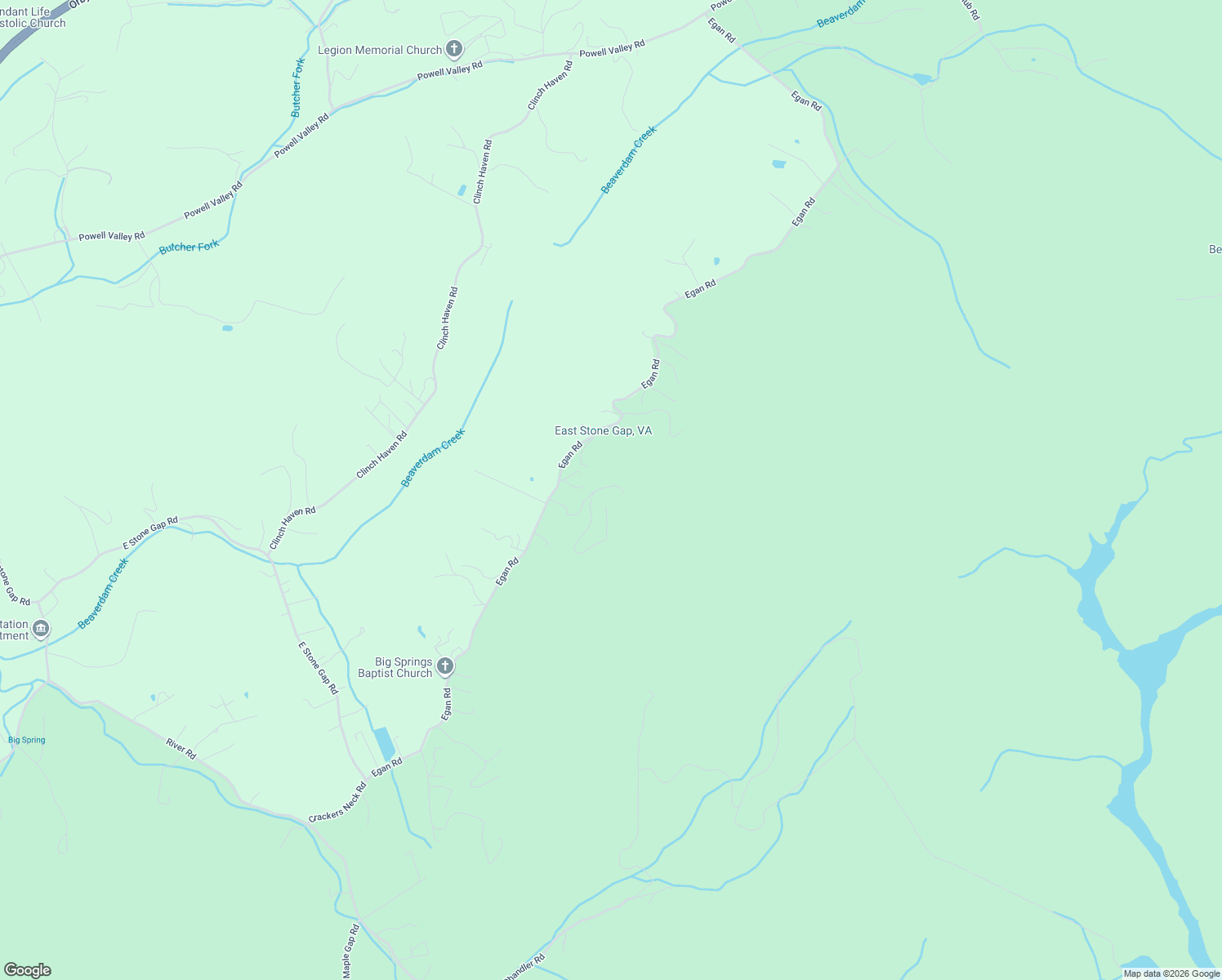 map of restaurants, bars, coffee shops, grocery stores, and more near 6102 Starbuck Lane in Big Stone Gap