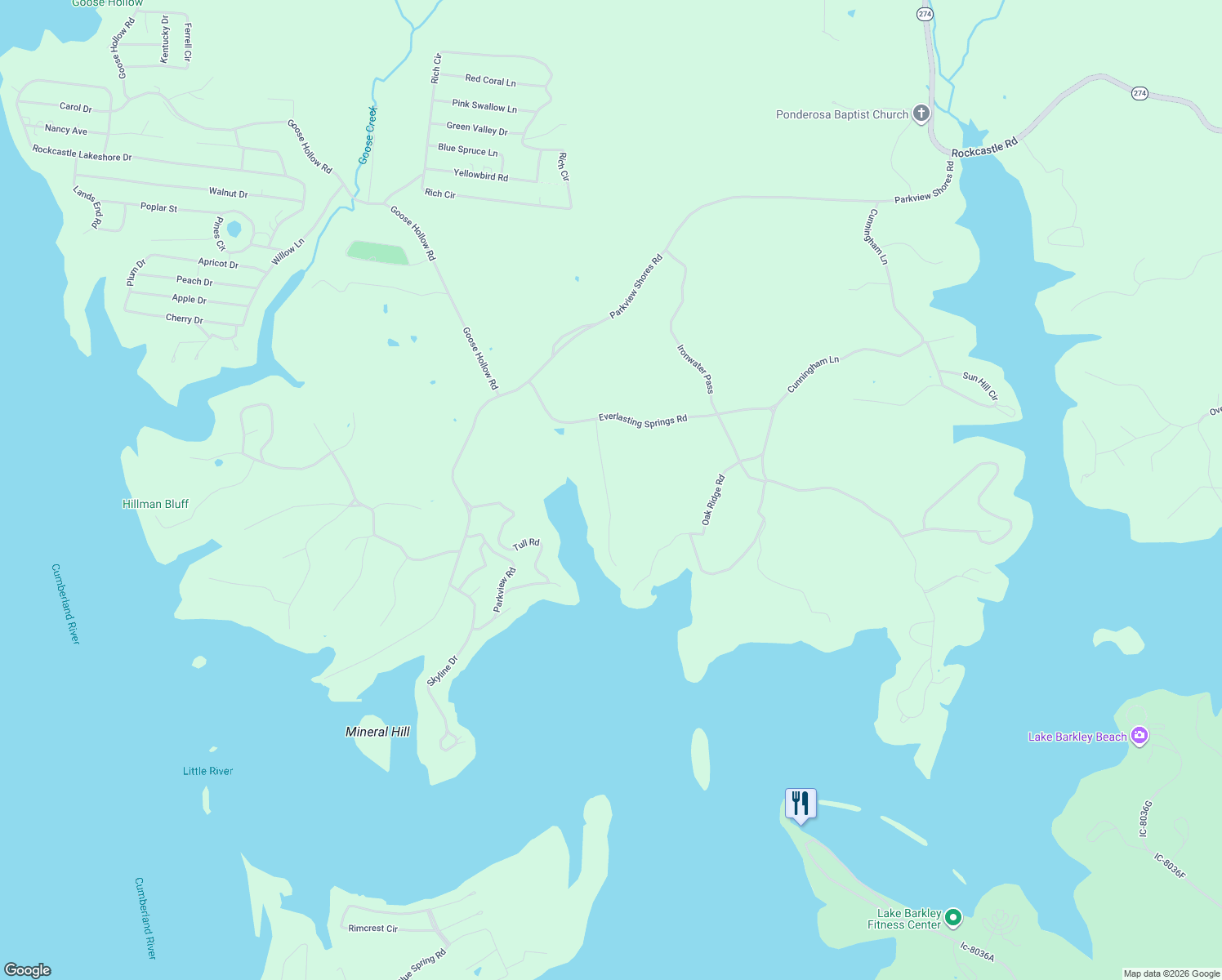 map of restaurants, bars, coffee shops, grocery stores, and more near Partridge Point in Cadiz