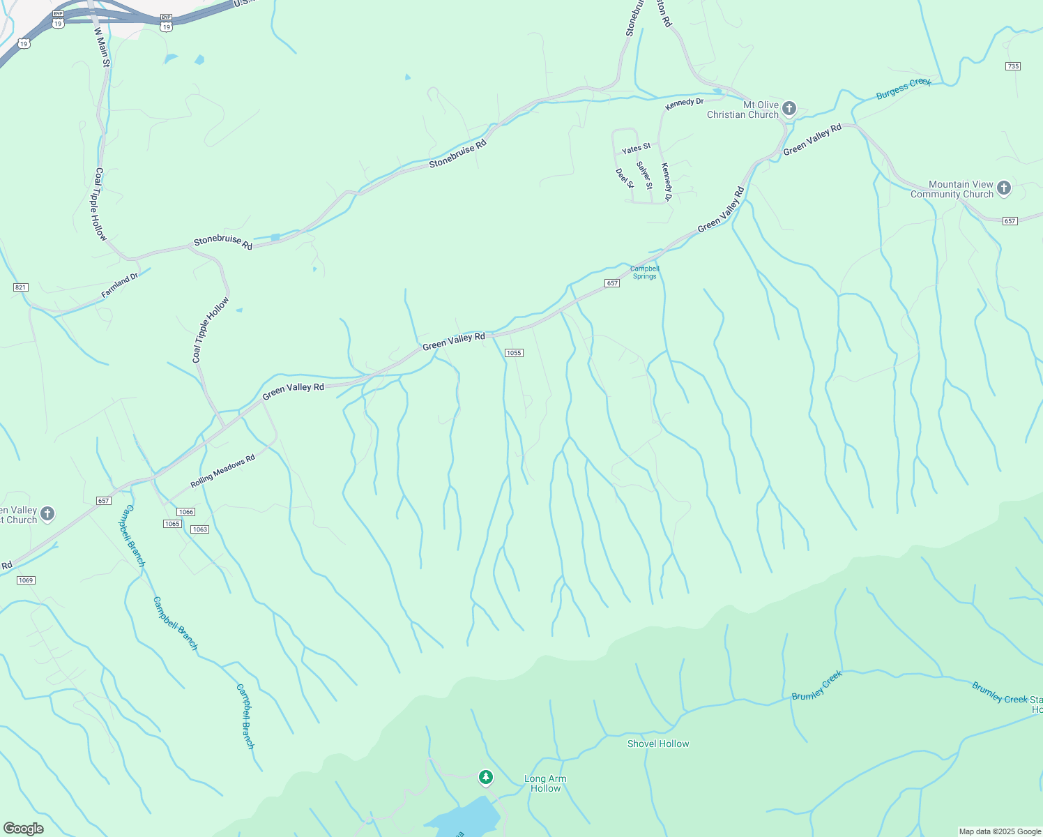 map of restaurants, bars, coffee shops, grocery stores, and more near 2536 Green Valley Road in Lebanon