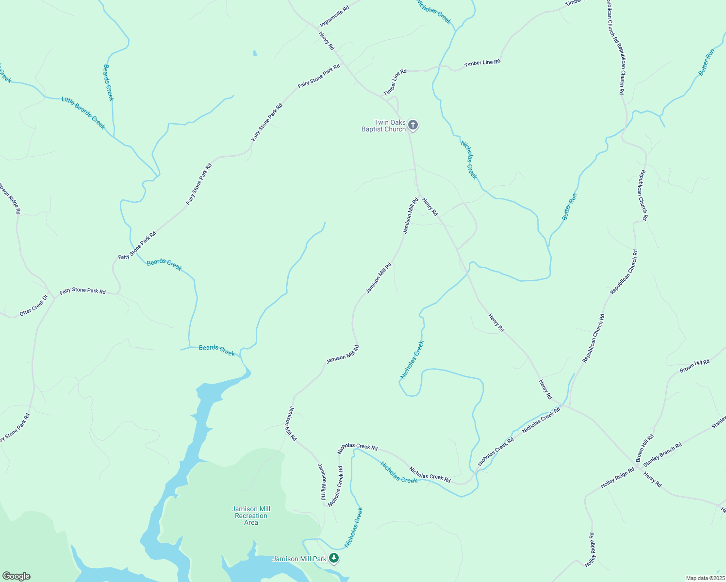 map of restaurants, bars, coffee shops, grocery stores, and more near 630 Jamison Mill Road in Henry