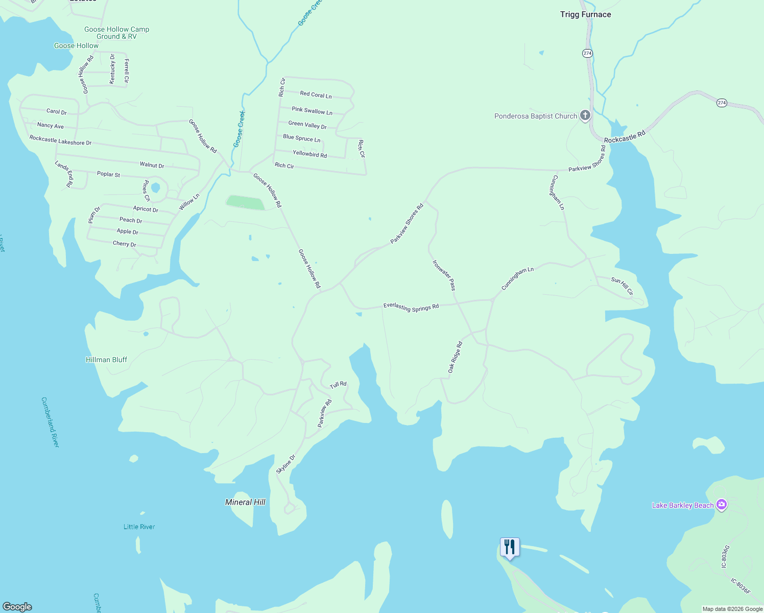 map of restaurants, bars, coffee shops, grocery stores, and more near 95 Partridge Point in Cadiz