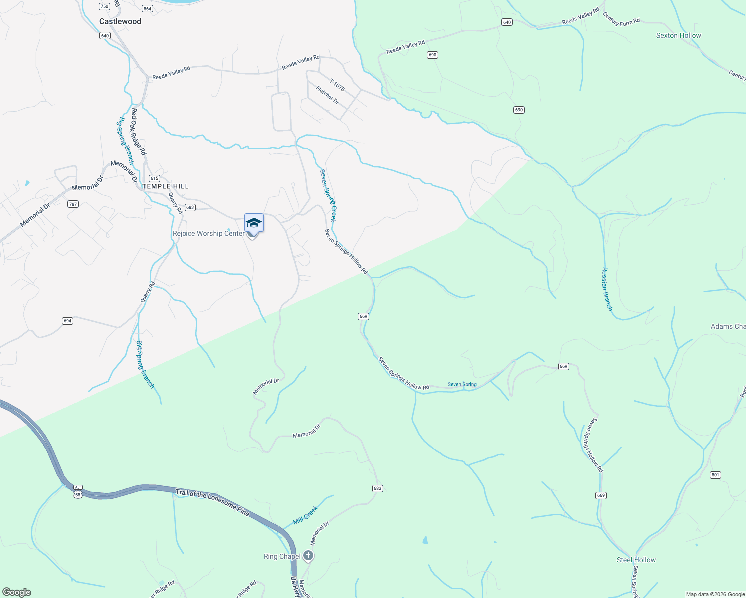 map of restaurants, bars, coffee shops, grocery stores, and more near in Castlewood