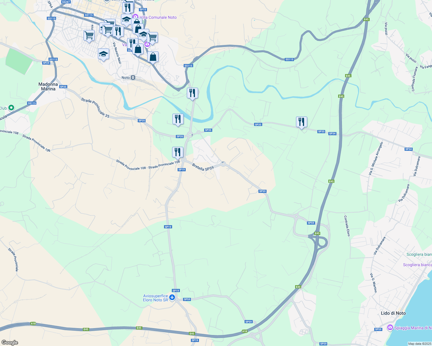 map of restaurants, bars, coffee shops, grocery stores, and more near in Free municipal consortium of Syracuse