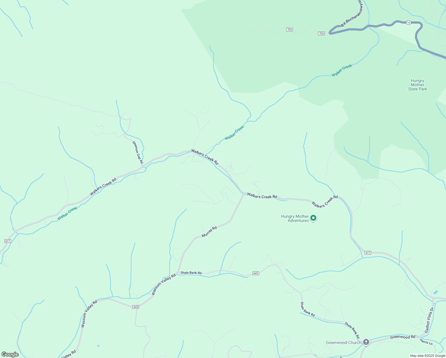 map of restaurants, bars, coffee shops, grocery stores, and more near 1484 Walkers Creek Road in Marion