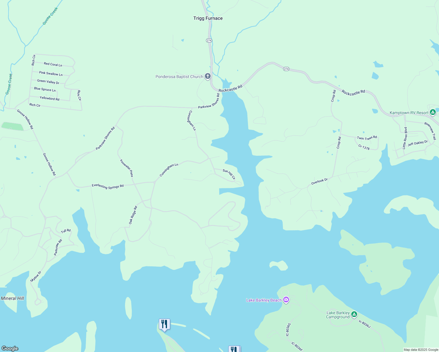map of restaurants, bars, coffee shops, grocery stores, and more near 264 Sun Hill Circle in Cadiz
