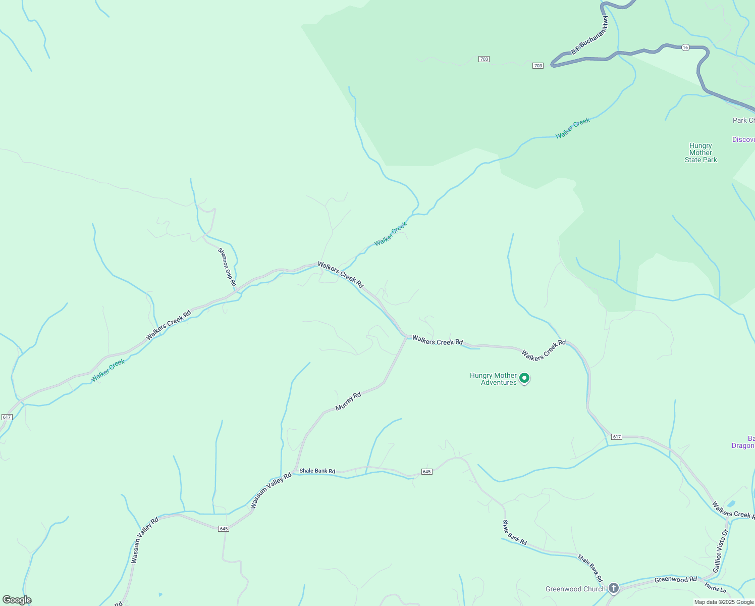 map of restaurants, bars, coffee shops, grocery stores, and more near 1484 Walkers Creek Road in Marion