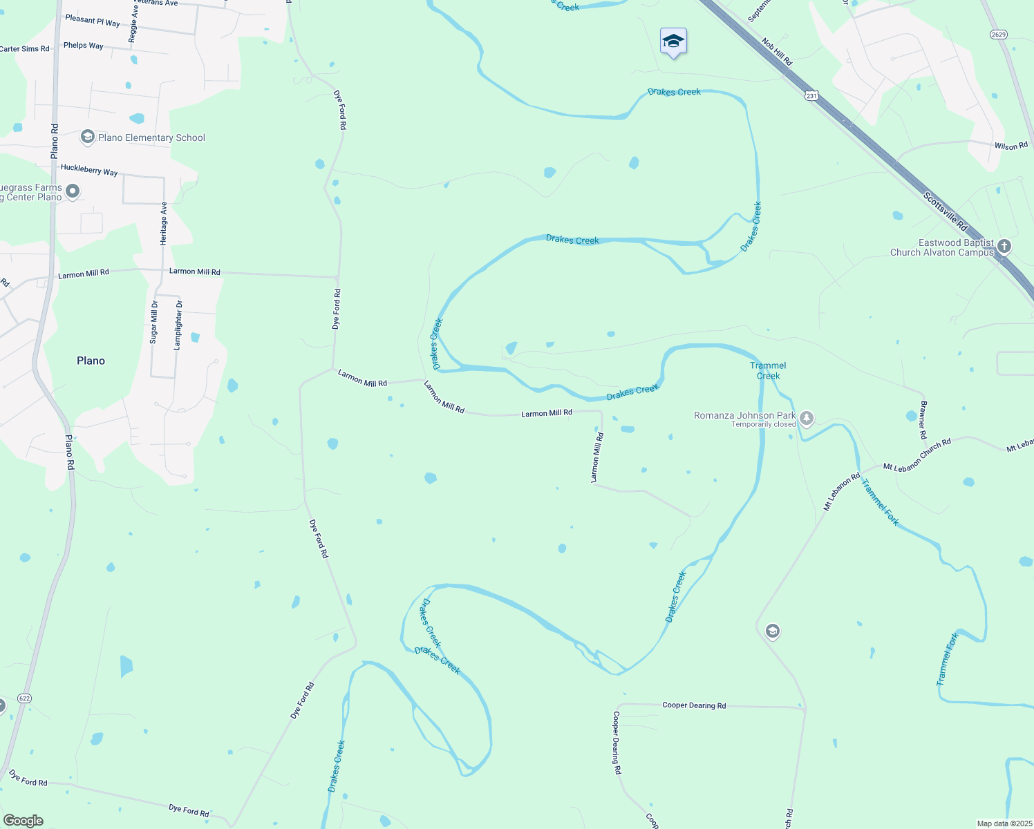 map of restaurants, bars, coffee shops, grocery stores, and more near 2798 Larmon Mill Road in Alvaton