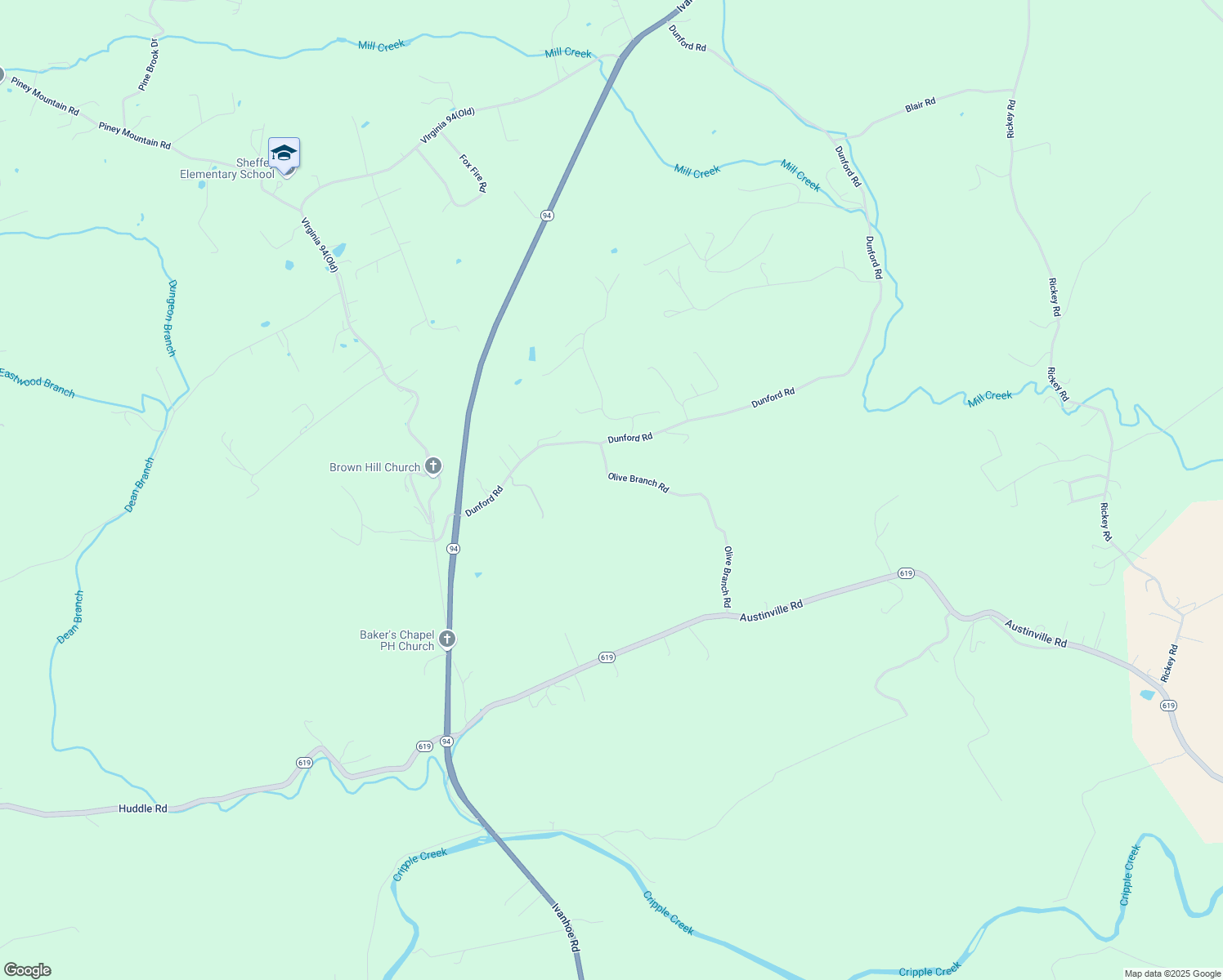 map of restaurants, bars, coffee shops, grocery stores, and more near 100-212 Olive Branch Road in Wytheville