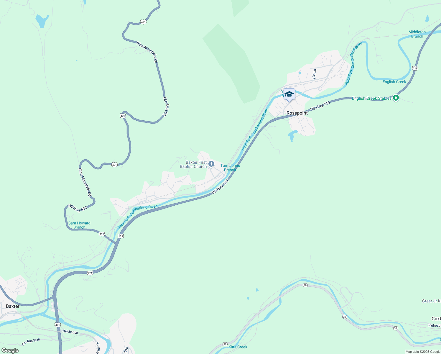 map of restaurants, bars, coffee shops, grocery stores, and more near 1945 State Highway 413 in Baxter