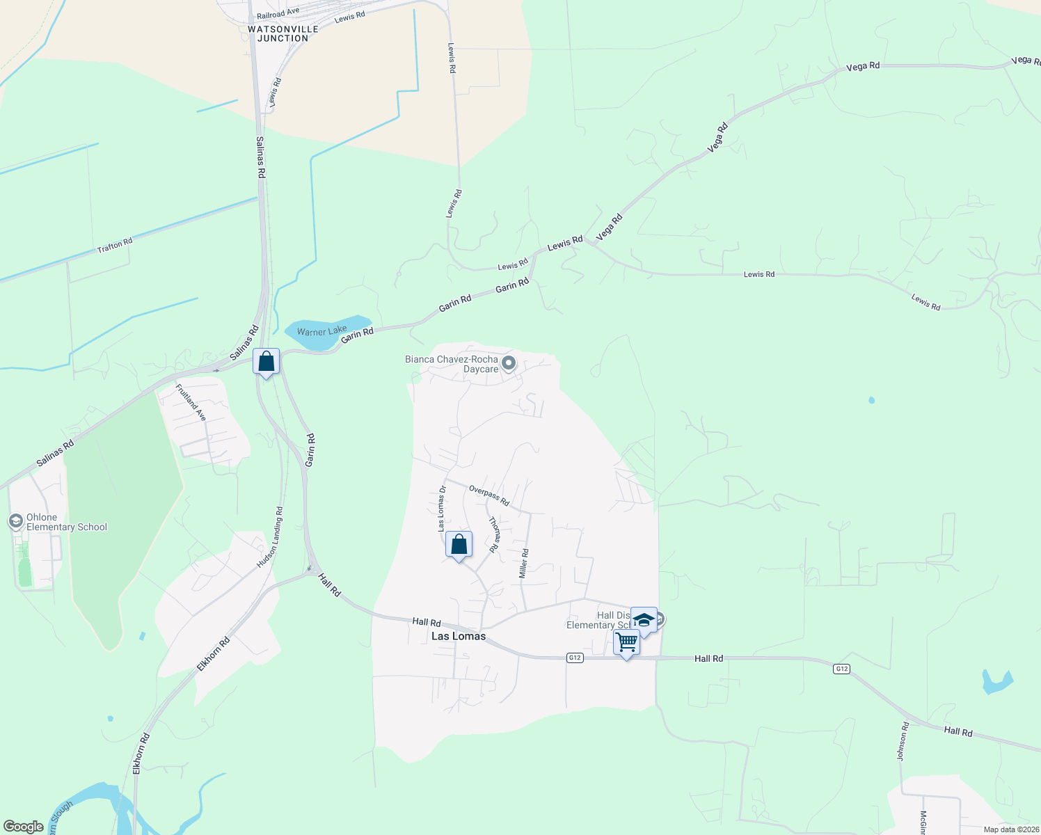 map of restaurants, bars, coffee shops, grocery stores, and more near 64 Clausen Road in Watsonville