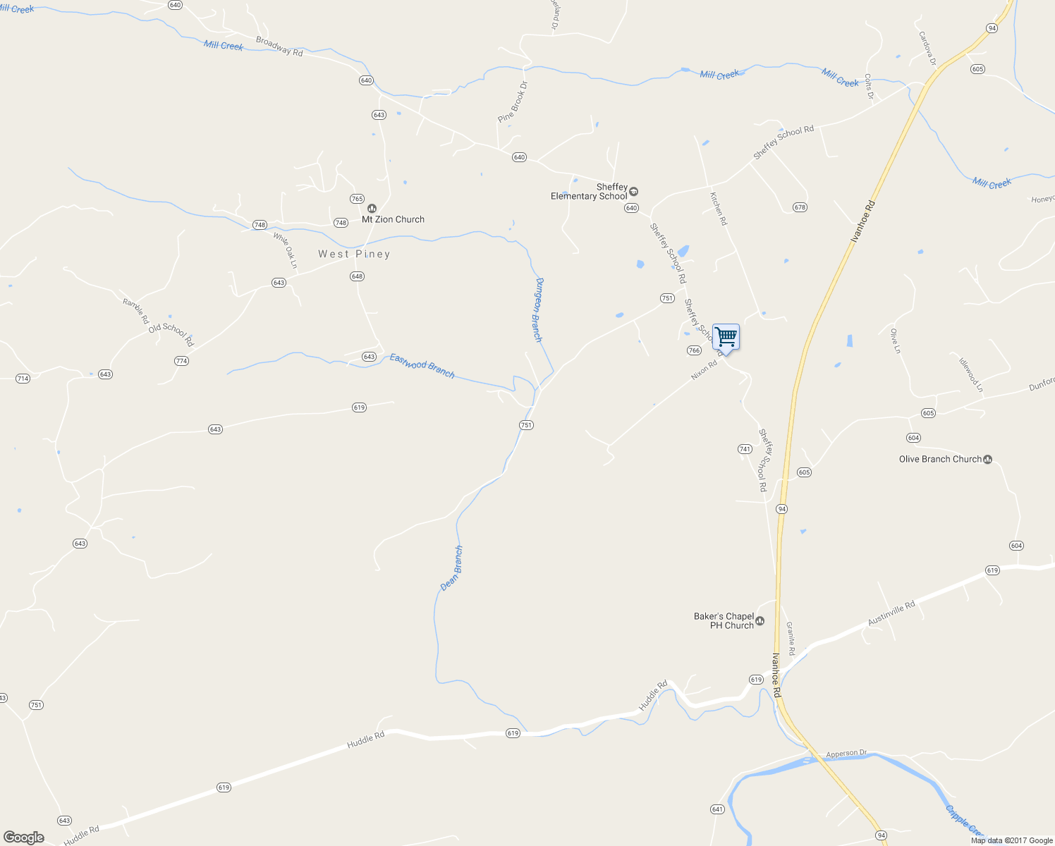 map of restaurants, bars, coffee shops, grocery stores, and more near Wilkins Lane in Wytheville