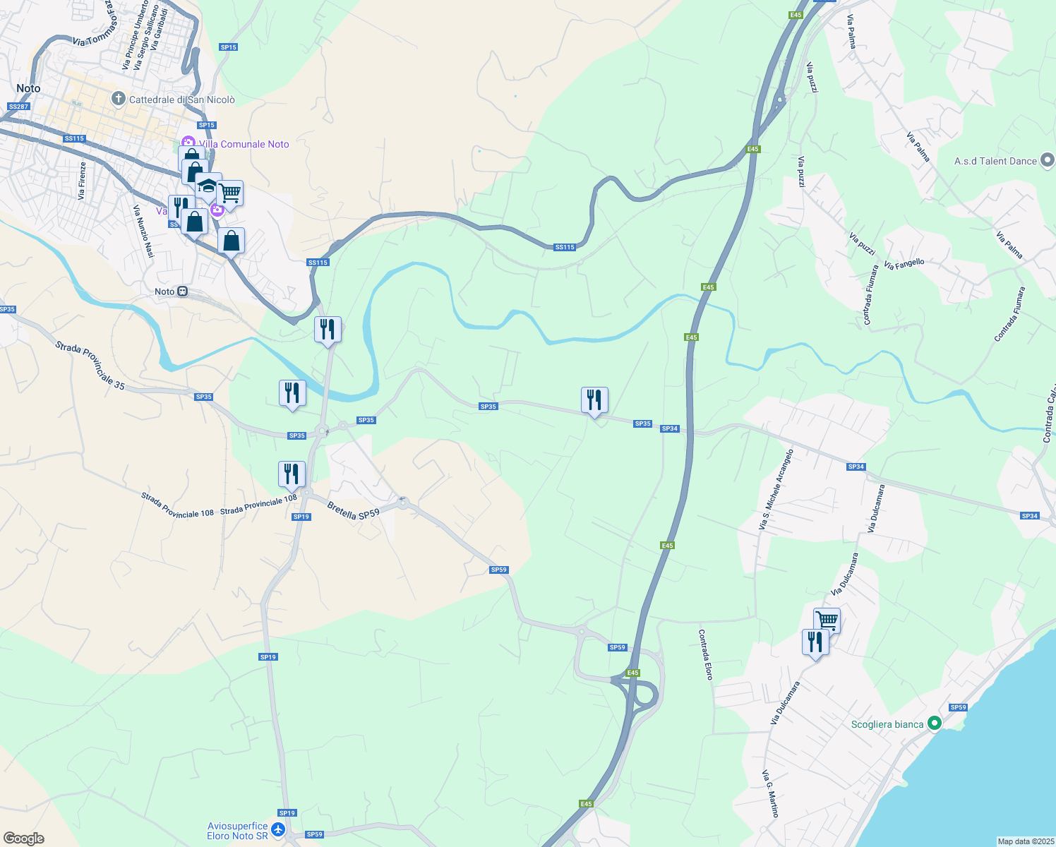 map of restaurants, bars, coffee shops, grocery stores, and more near in Free municipal consortium of Syracuse