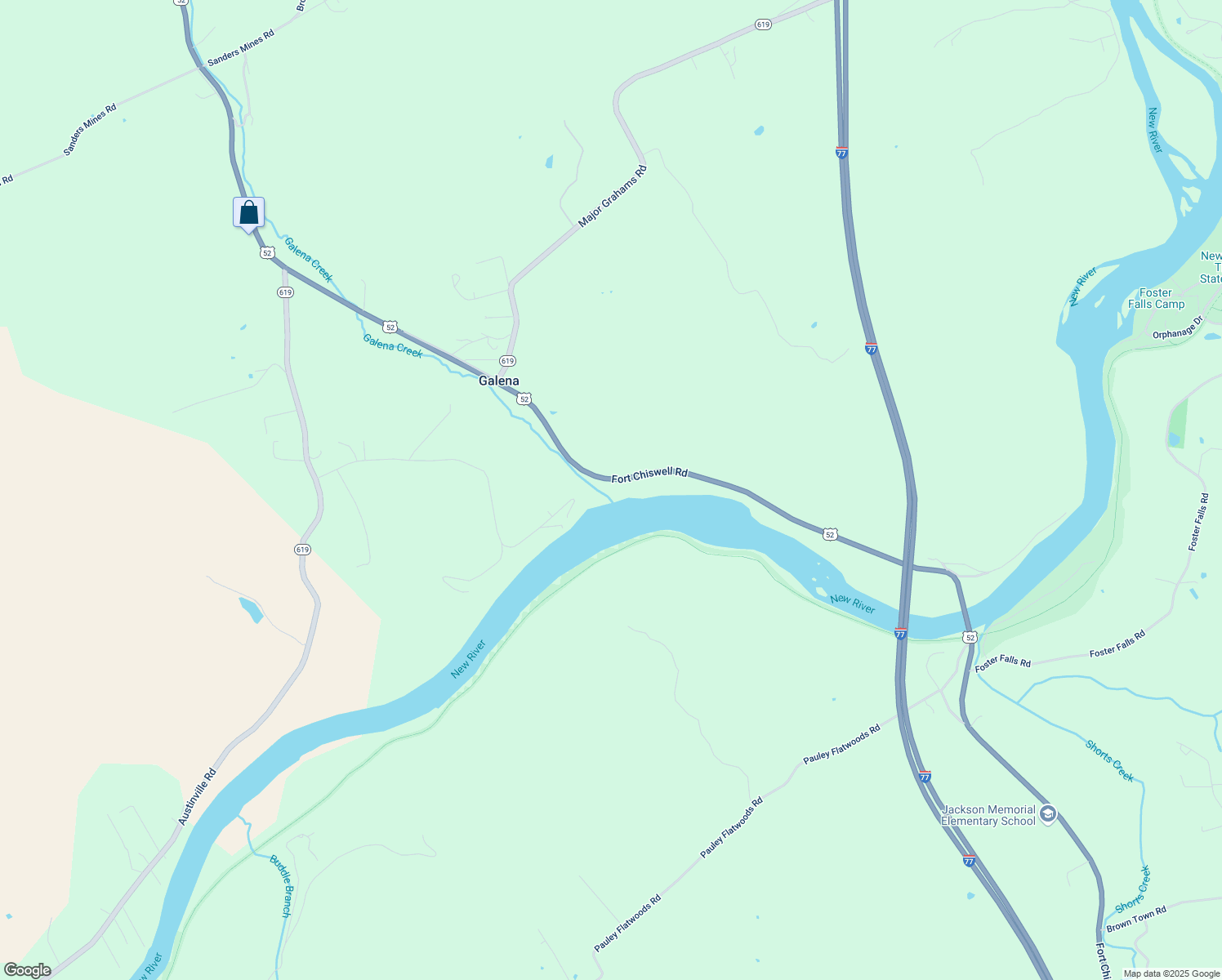 map of restaurants, bars, coffee shops, grocery stores, and more near 3445 Fort Chiswell Road in Max Meadows