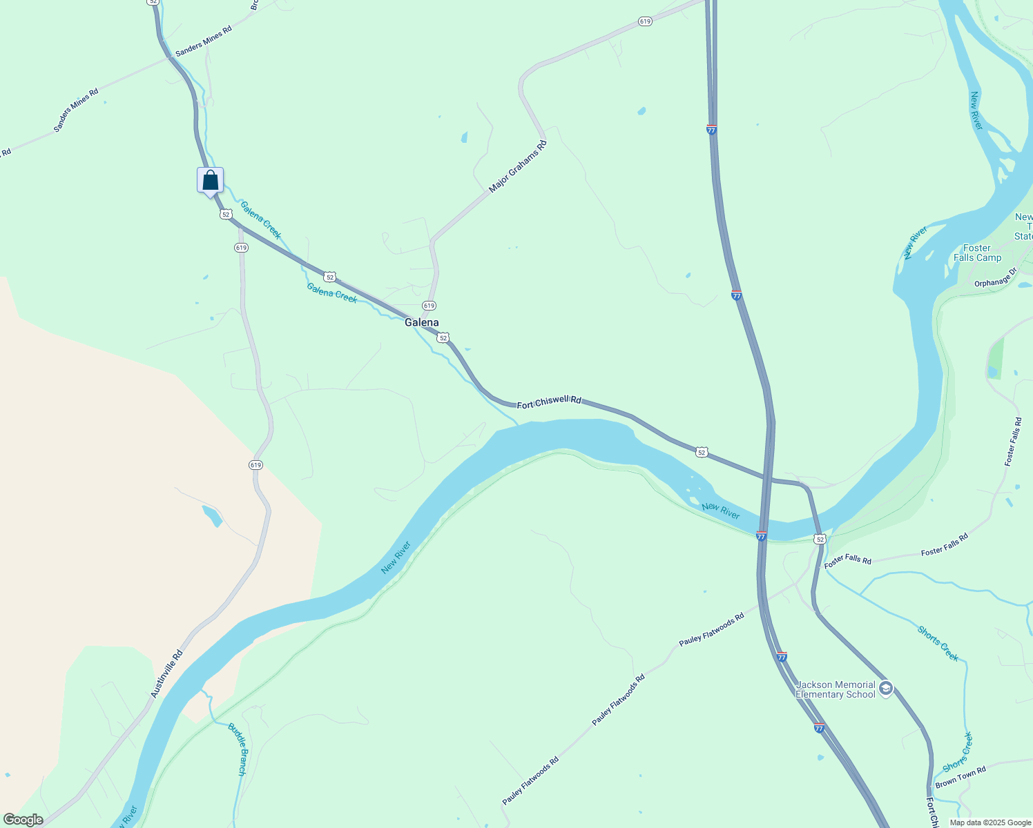 map of restaurants, bars, coffee shops, grocery stores, and more near 3445 Fort Chiswell Road in Max Meadows
