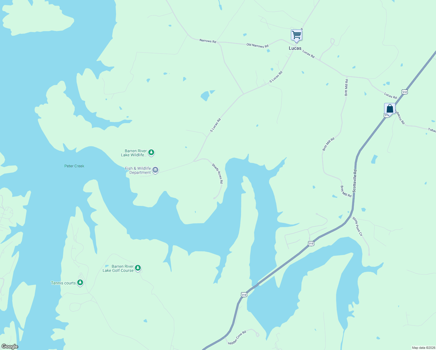 map of restaurants, bars, coffee shops, grocery stores, and more near 278-302 Shady Acres Road in Barren