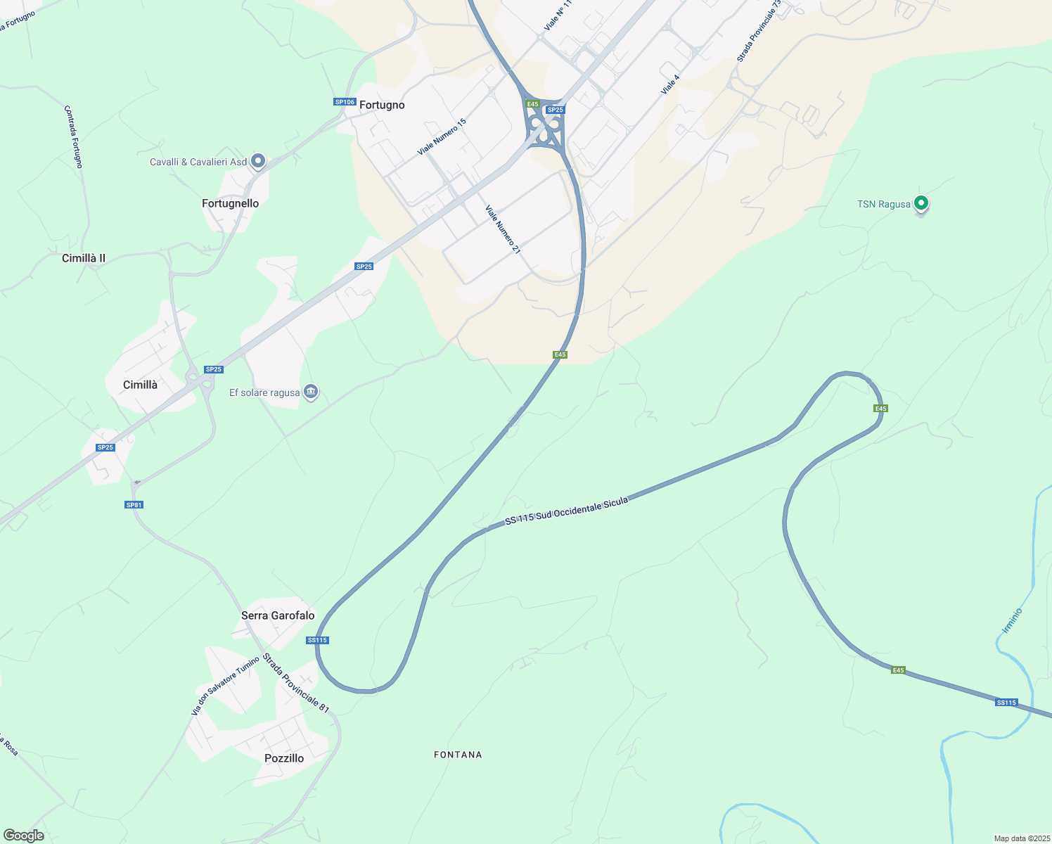 map of restaurants, bars, coffee shops, grocery stores, and more near km 323 SS115 in Libero consorzio comunale di Ragusa