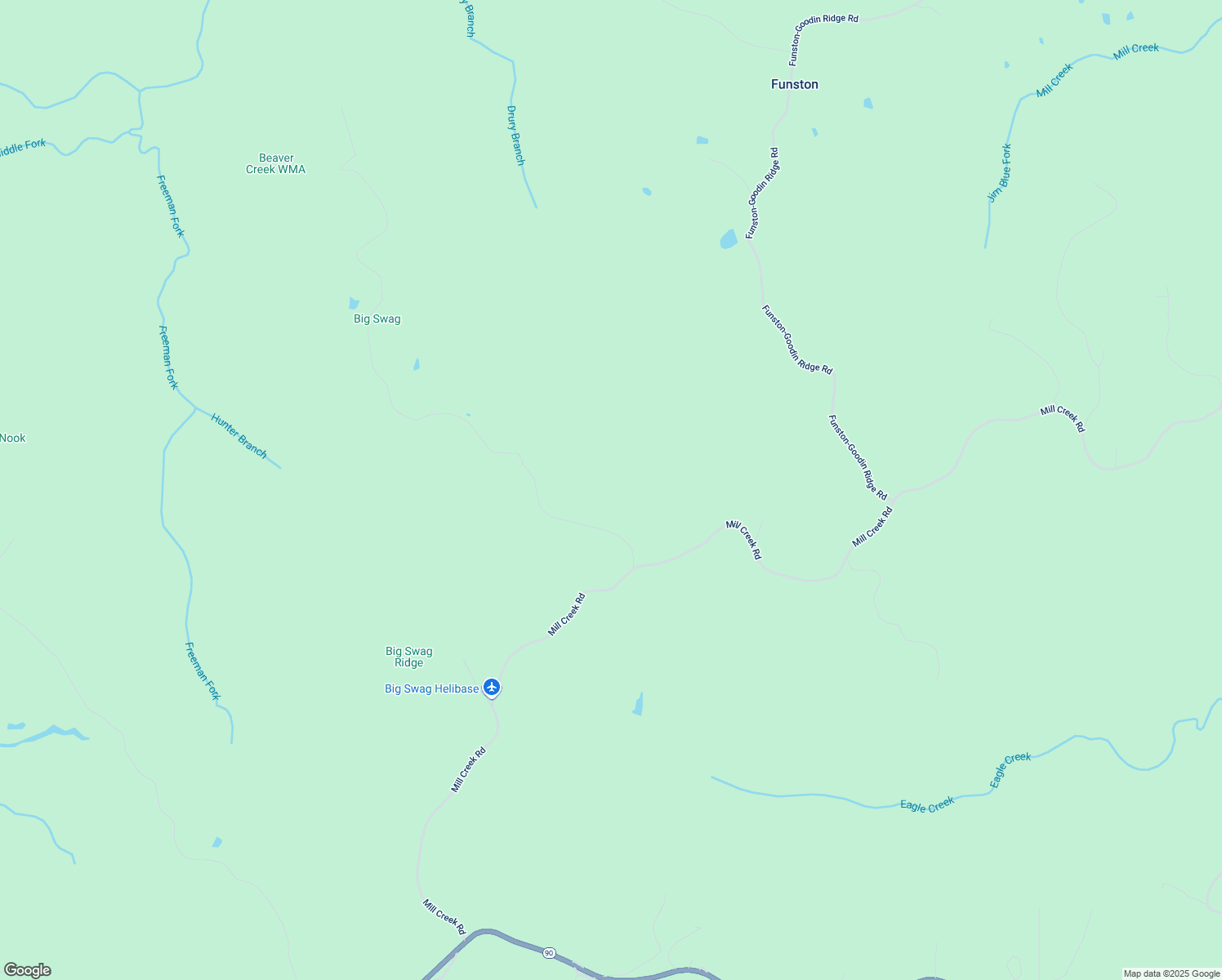 map of restaurants, bars, coffee shops, grocery stores, and more near Big Swag Road in Parkers Lake