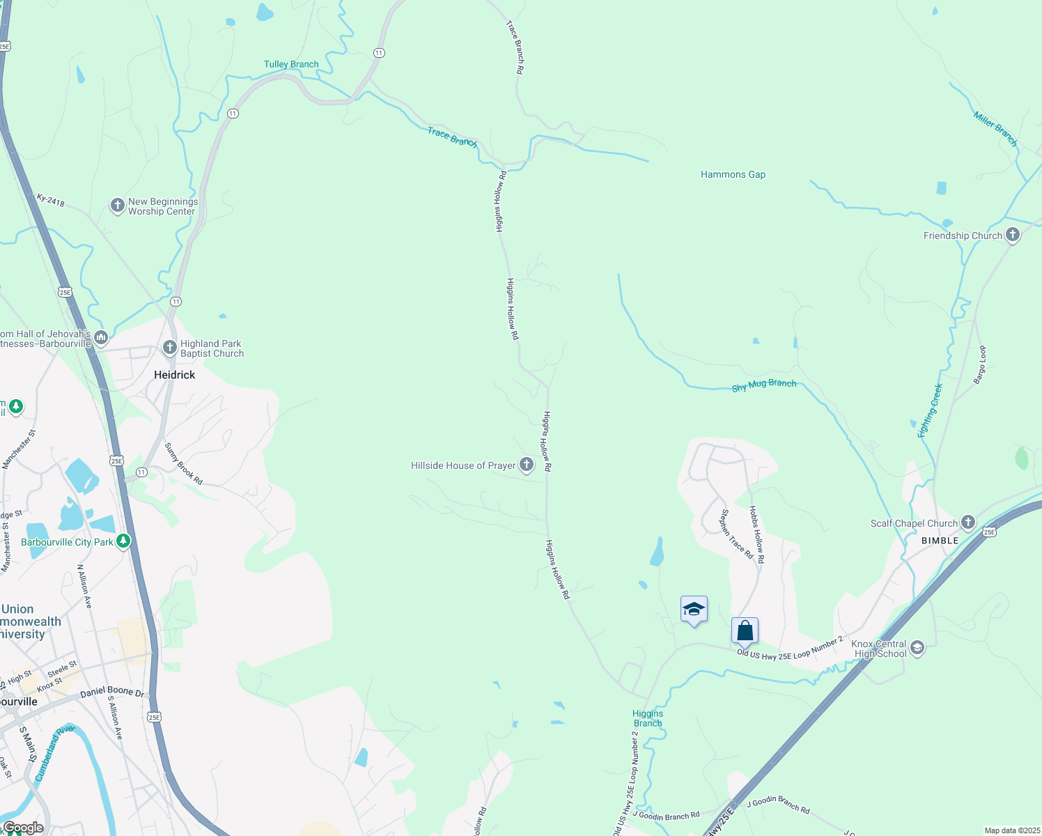 map of restaurants, bars, coffee shops, grocery stores, and more near 1061 Kentucky 3440 in Barbourville