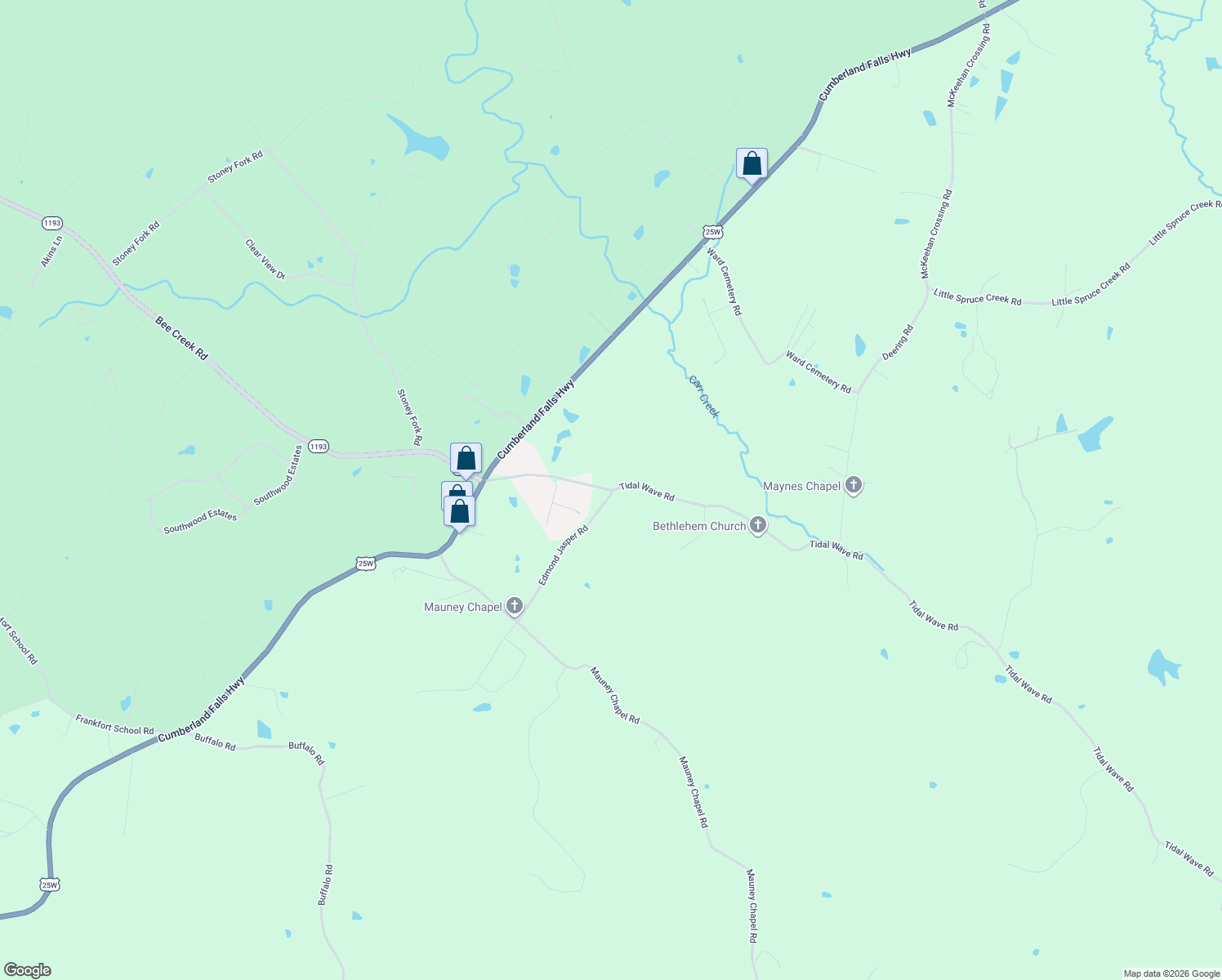 map of restaurants, bars, coffee shops, grocery stores, and more near 21 Tidal Wave Road in Corbin