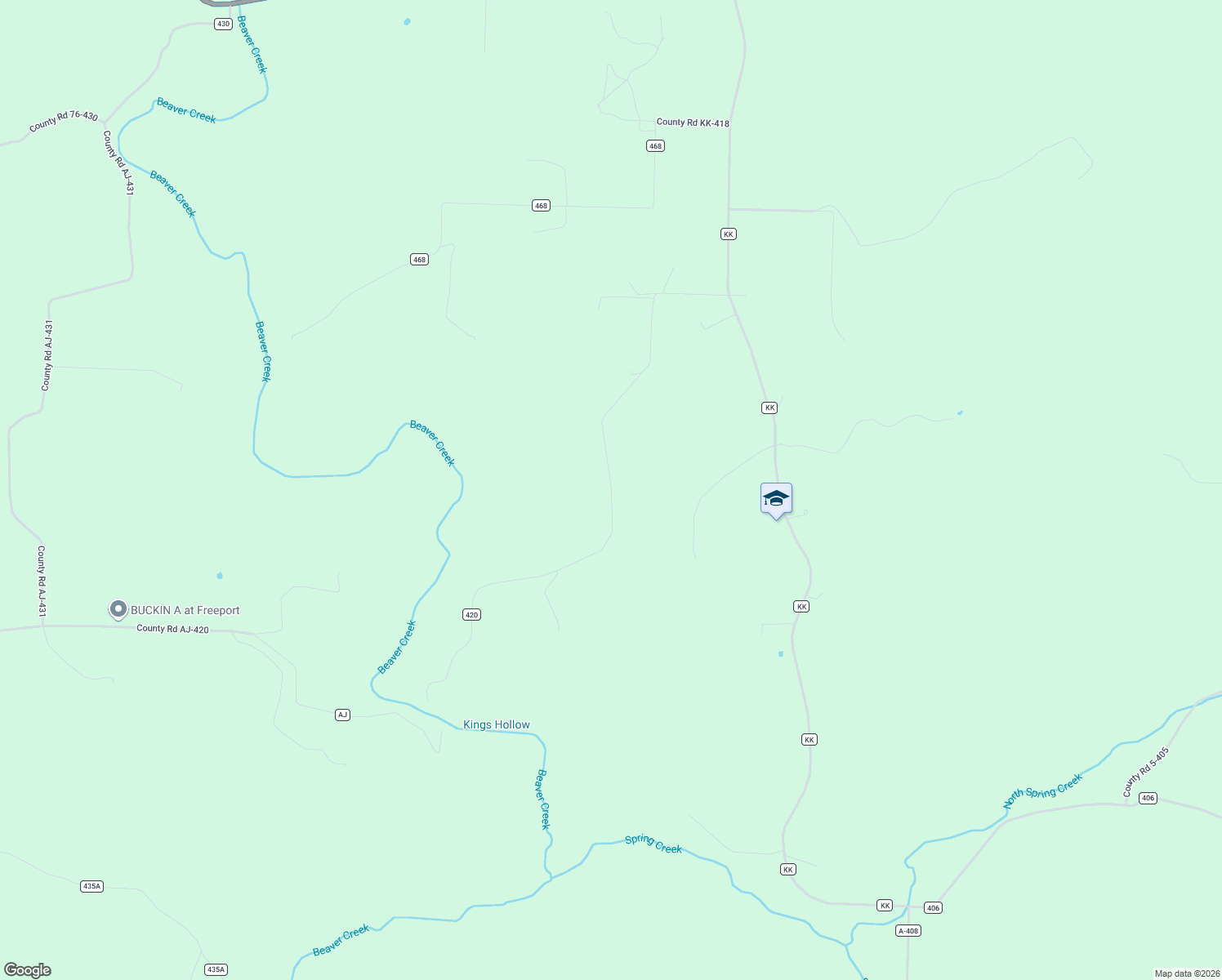 map of restaurants, bars, coffee shops, grocery stores, and more near County Road Kk-420 in Ava