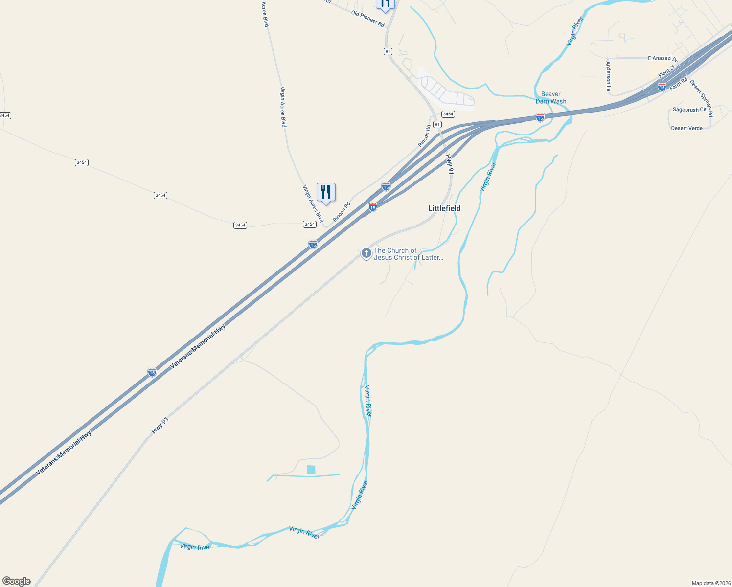 map of restaurants, bars, coffee shops, grocery stores, and more near 278 South Hillside Drive in Littlefield