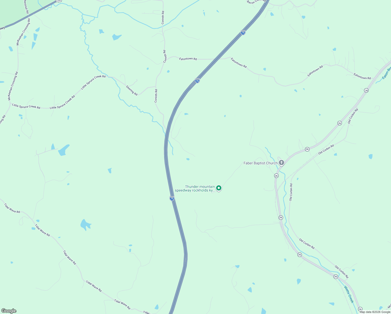 map of restaurants, bars, coffee shops, grocery stores, and more near 2068 Corinth Road in Corbin