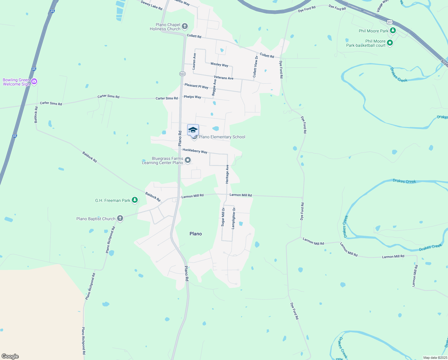 map of restaurants, bars, coffee shops, grocery stores, and more near 205 Heritage Way in Bowling Green