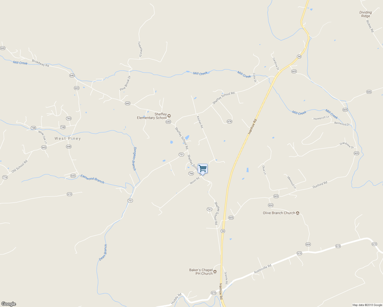 map of restaurants, bars, coffee shops, grocery stores, and more near 152 Cypress Lane in Wytheville