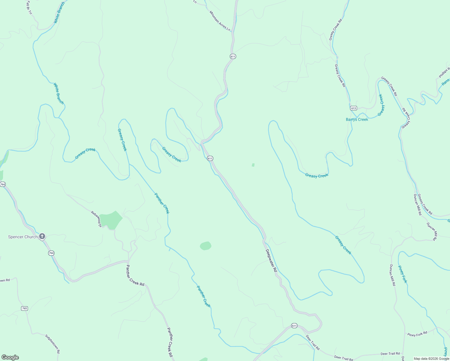 map of restaurants, bars, coffee shops, grocery stores, and more near Deepwater Road in Dugspur