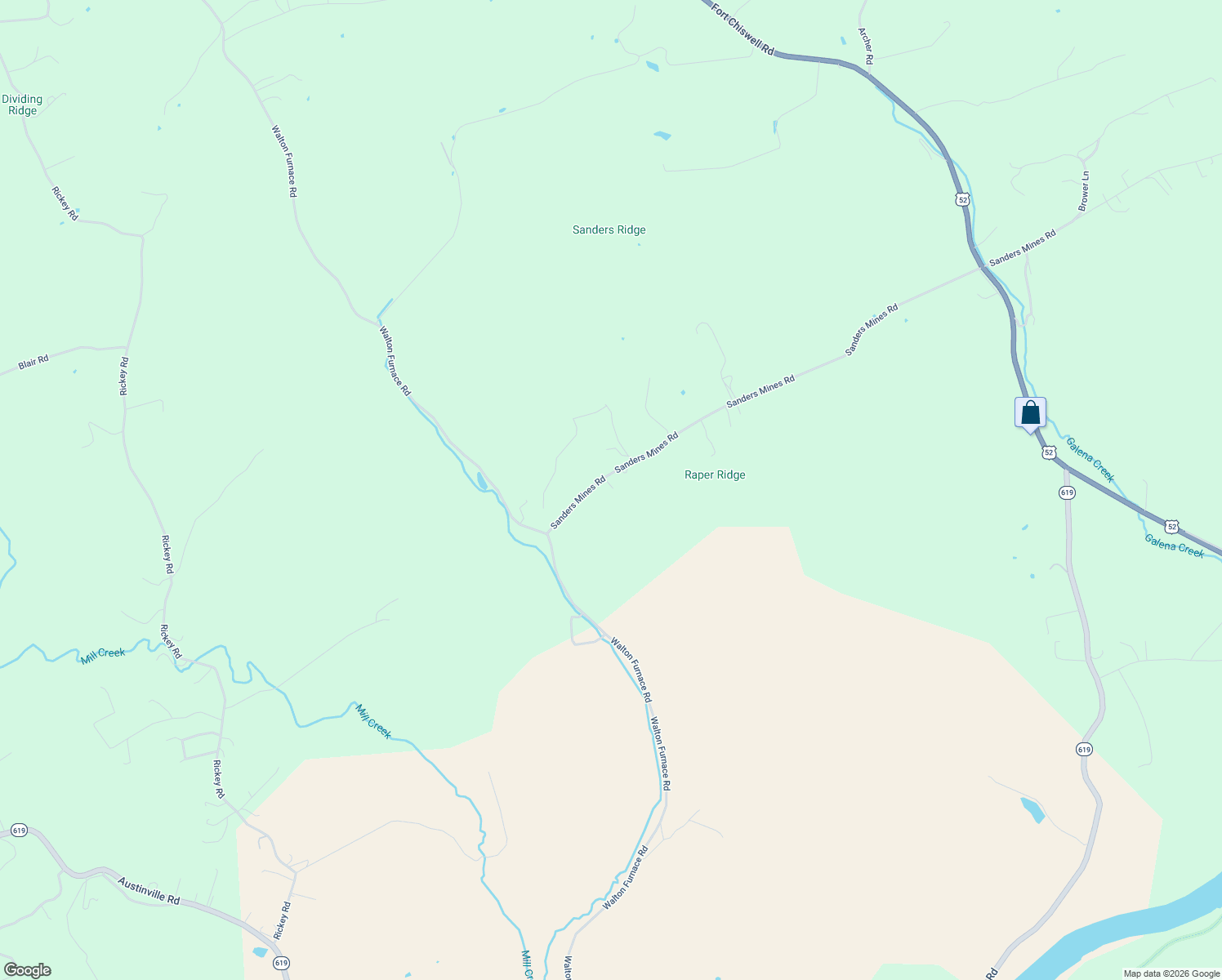 map of restaurants, bars, coffee shops, grocery stores, and more near 223 Sanders Mines Road in Max Meadows