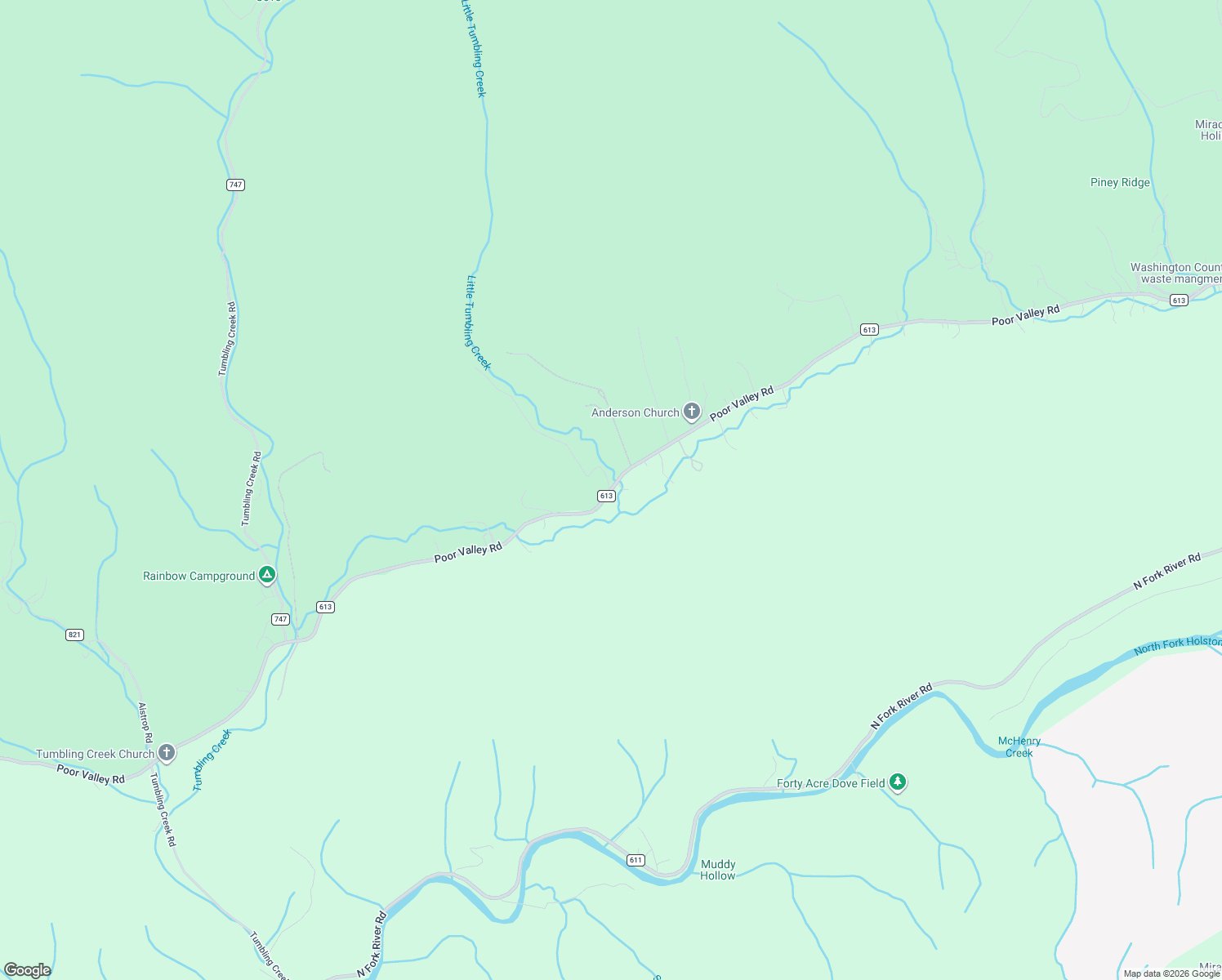 map of restaurants, bars, coffee shops, grocery stores, and more near County Road 613 in Saltville