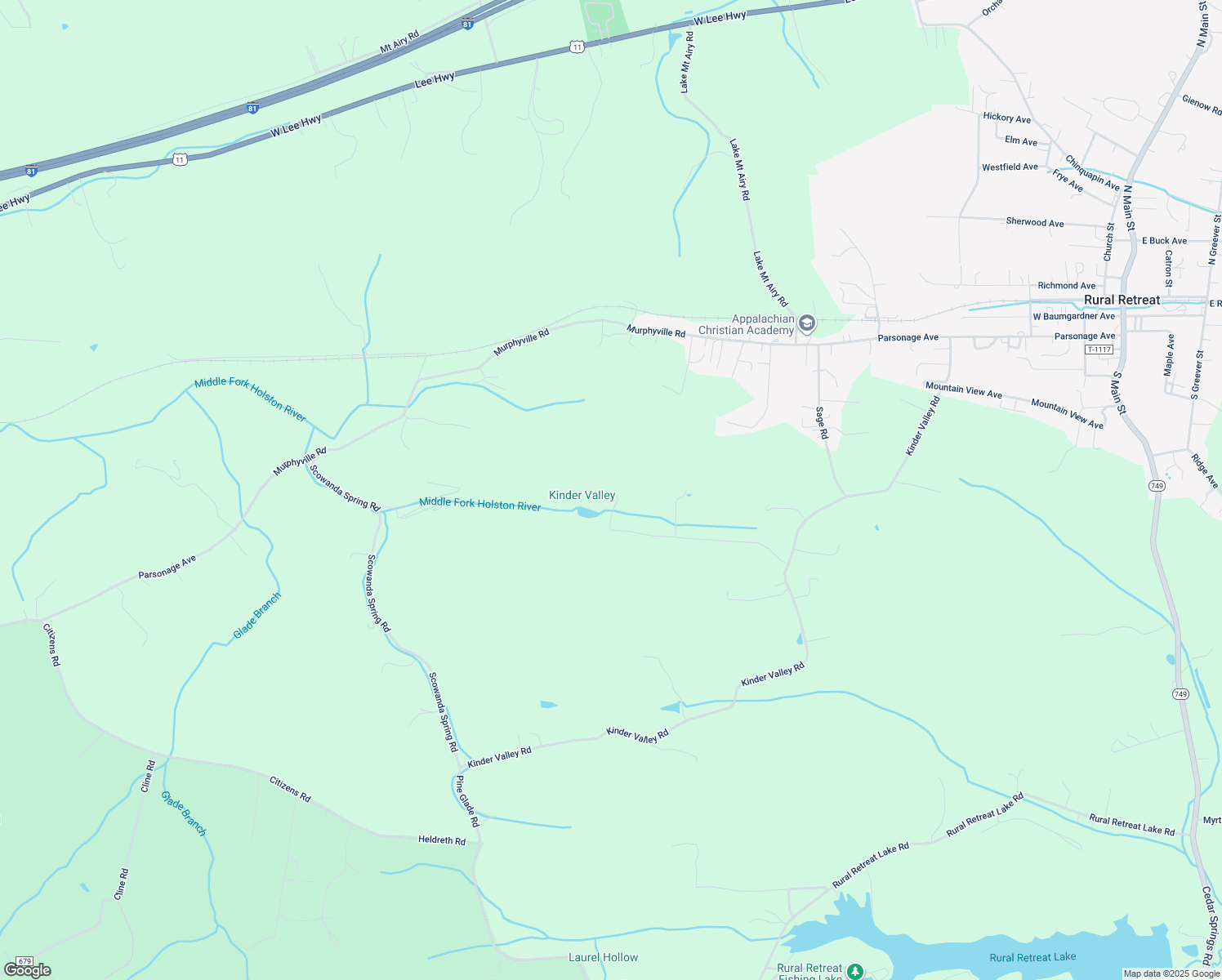 map of restaurants, bars, coffee shops, grocery stores, and more near 284 Vipperman Road in Rural Retreat