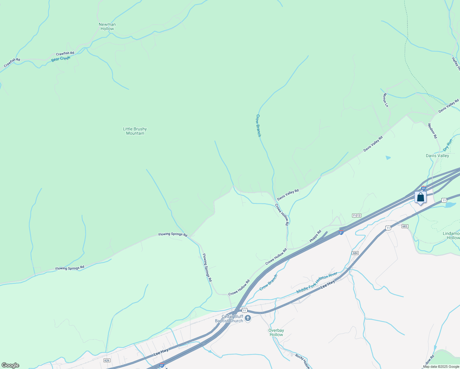 map of restaurants, bars, coffee shops, grocery stores, and more near 741-755 Crowe Hollow Road in Atkins
