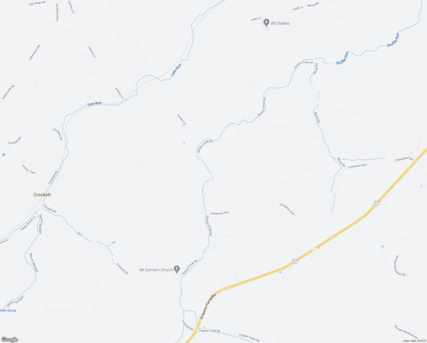 map of restaurants, bars, coffee shops, grocery stores, and more near Greasy Creek Road in Wytheville