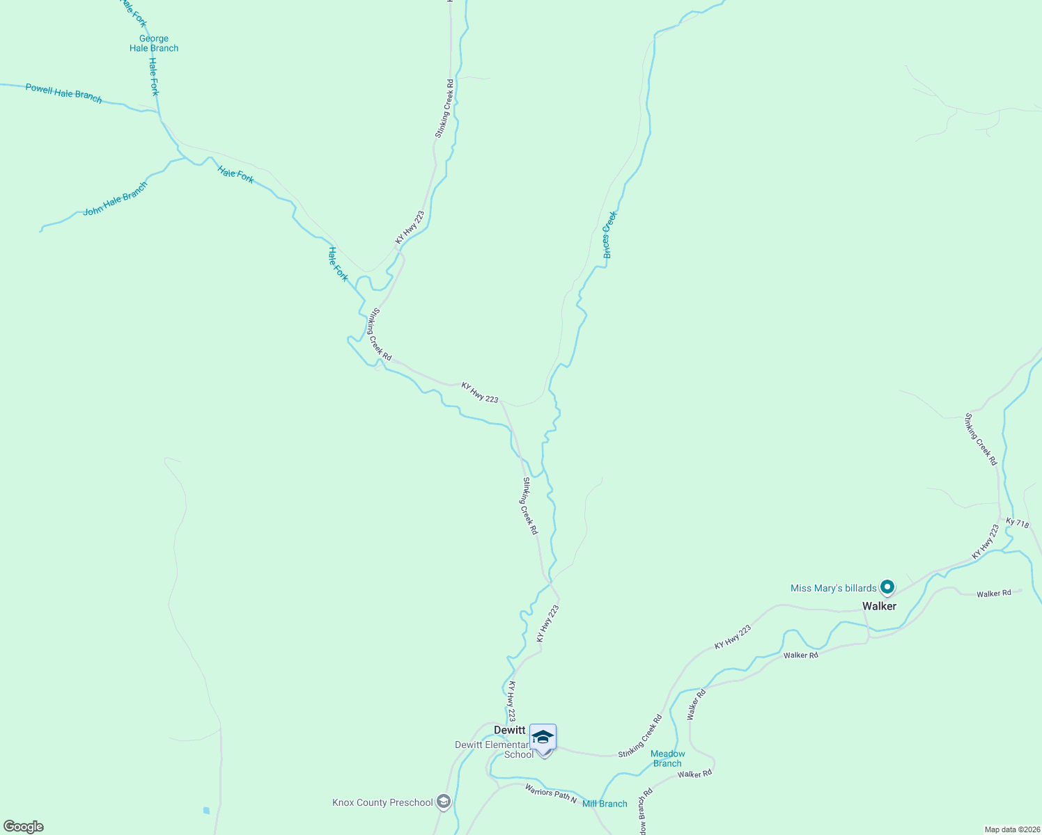 map of restaurants, bars, coffee shops, grocery stores, and more near 65 Brices Creek Road in Flat Lick