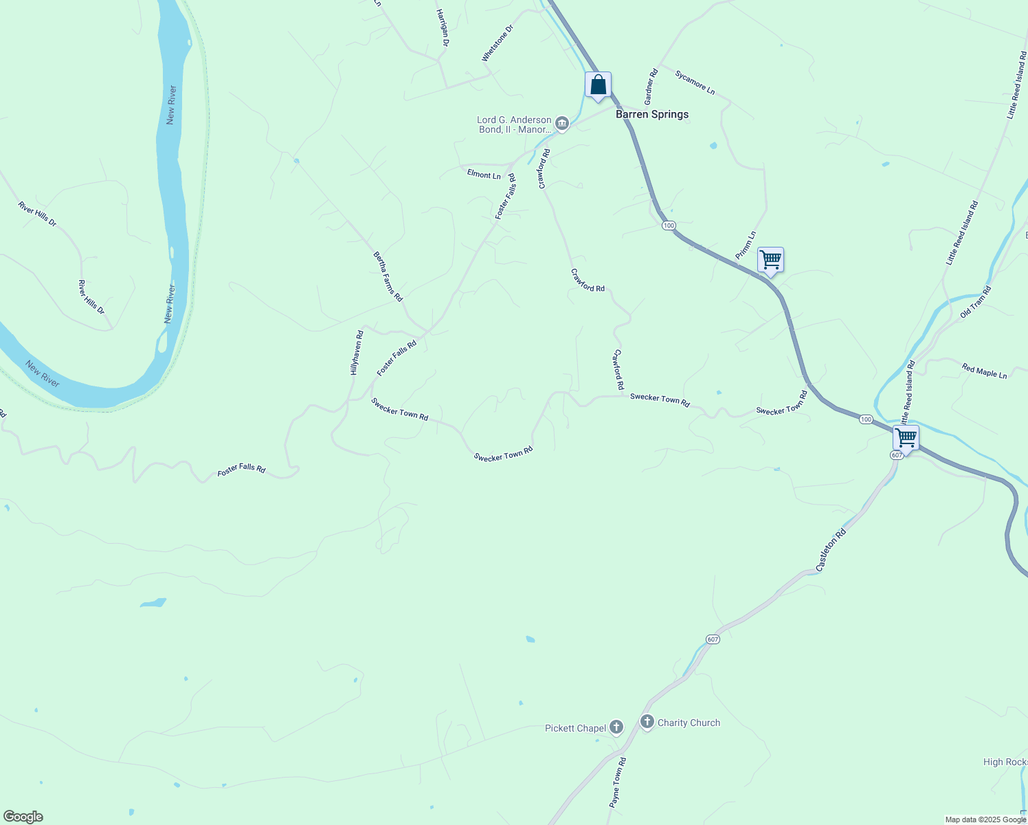 map of restaurants, bars, coffee shops, grocery stores, and more near 227 Edmonton Lane in Barren Springs