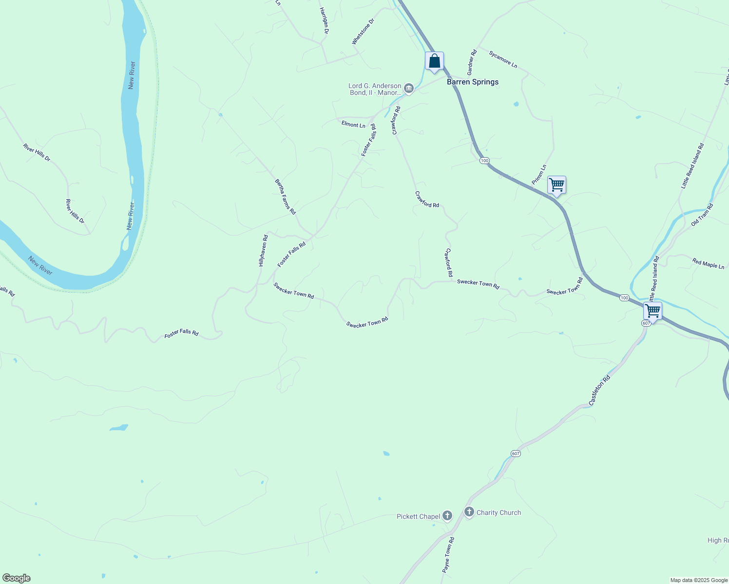 map of restaurants, bars, coffee shops, grocery stores, and more near 227 Edmonton Lane in Barren Springs