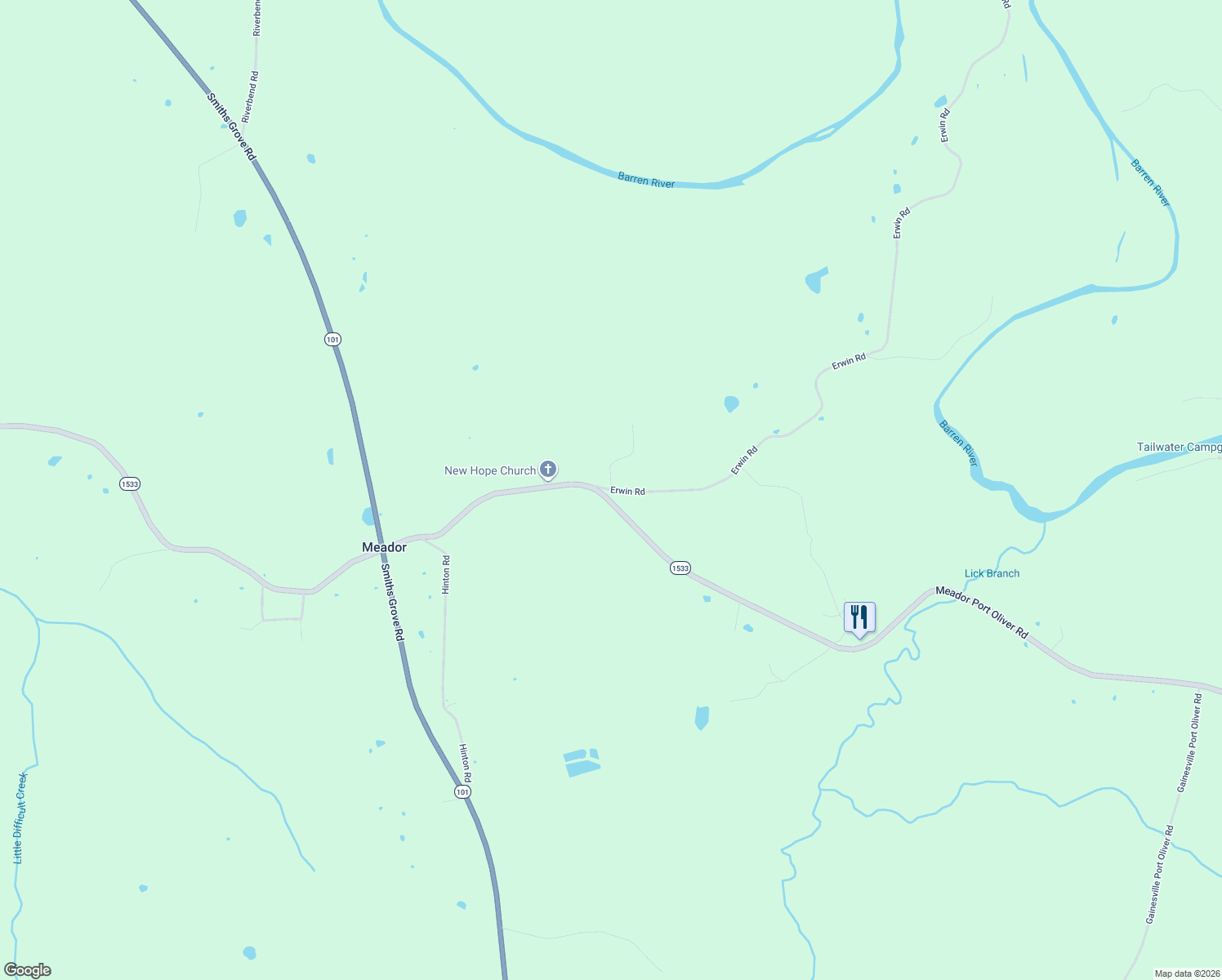 map of restaurants, bars, coffee shops, grocery stores, and more near 26 Erwin Road in Scottsville