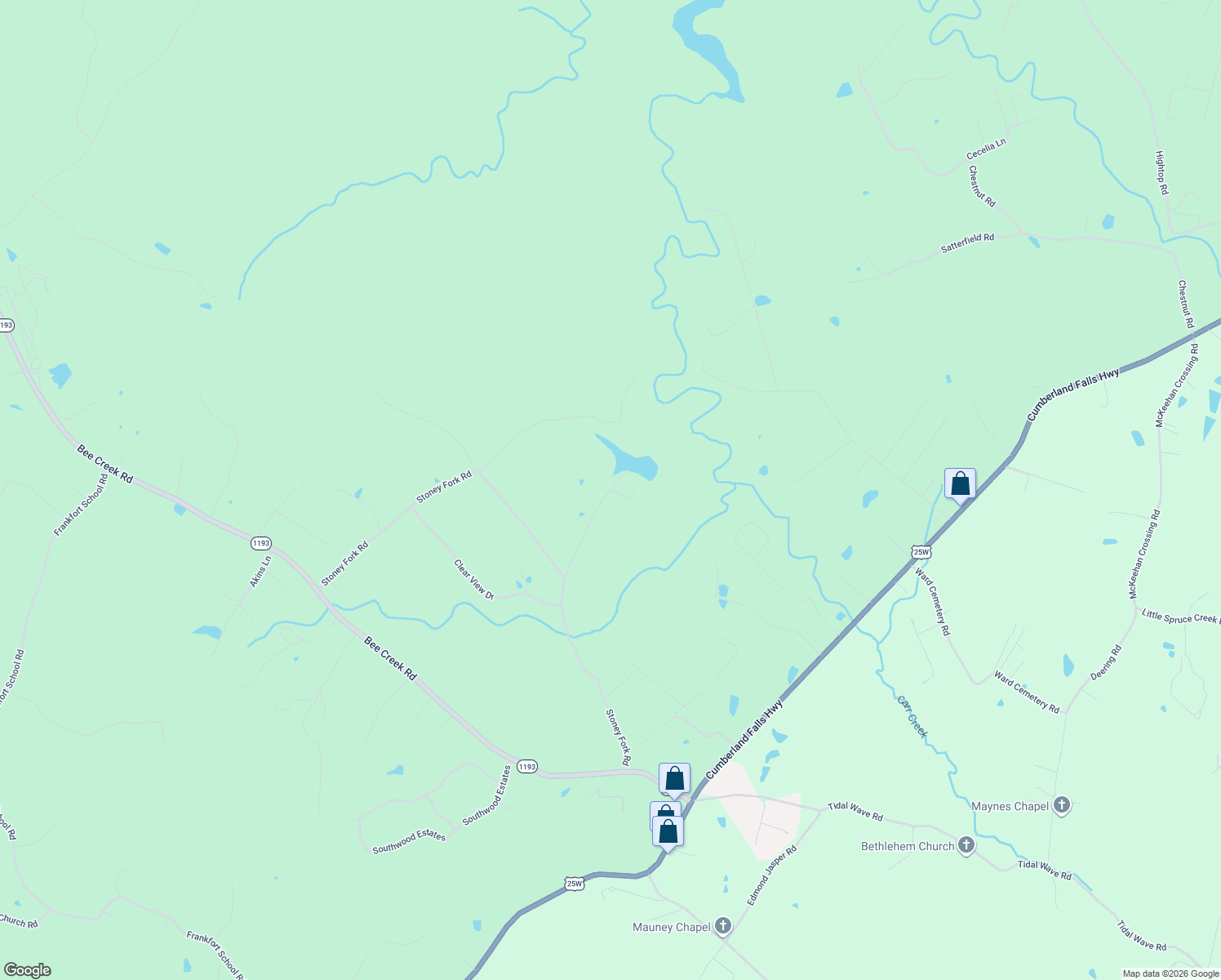 map of restaurants, bars, coffee shops, grocery stores, and more near 11 Holcomb Pond Road in Corbin