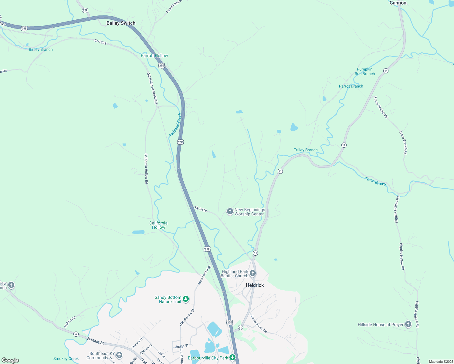 map of restaurants, bars, coffee shops, grocery stores, and more near 340 Bargo Hill Road in Barbourville