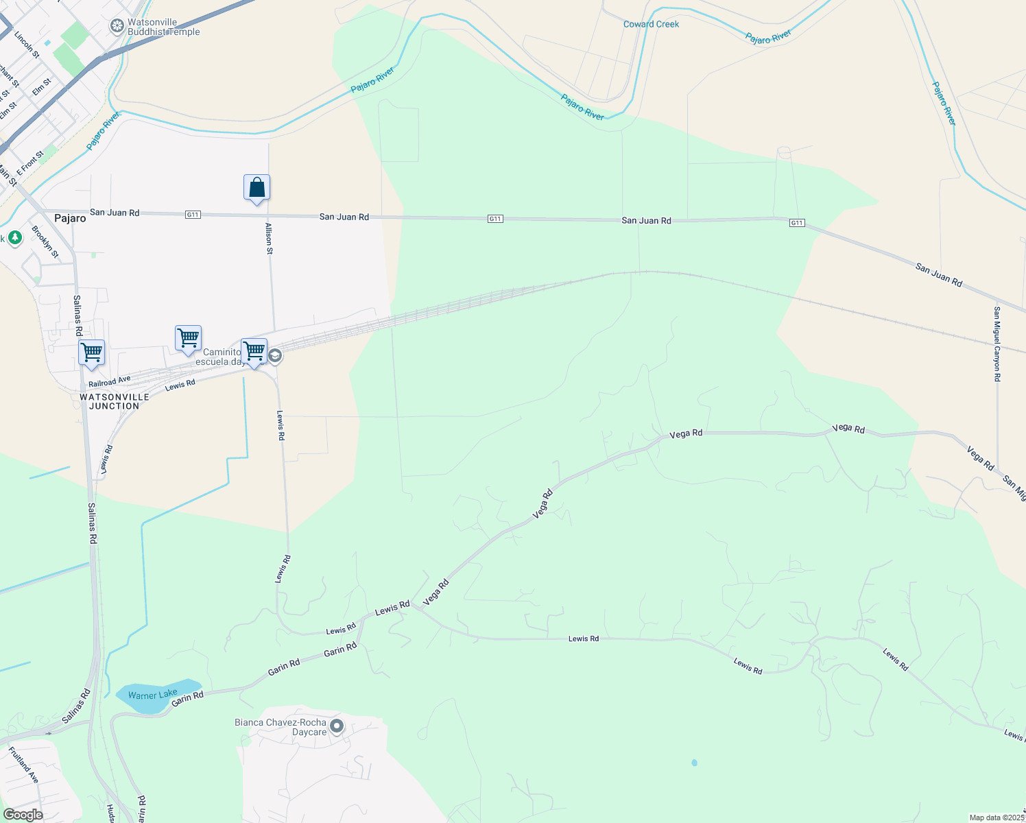 map of restaurants, bars, coffee shops, grocery stores, and more near 300 Hayes Road in Monterey County