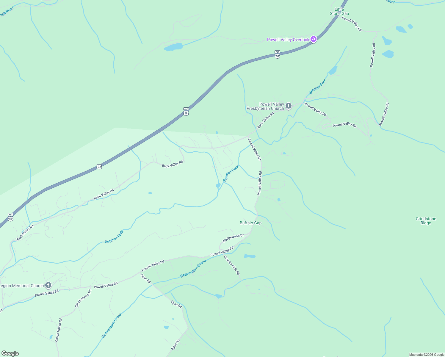 map of restaurants, bars, coffee shops, grocery stores, and more near 3301 Rebecca Road in Big Stone Gap