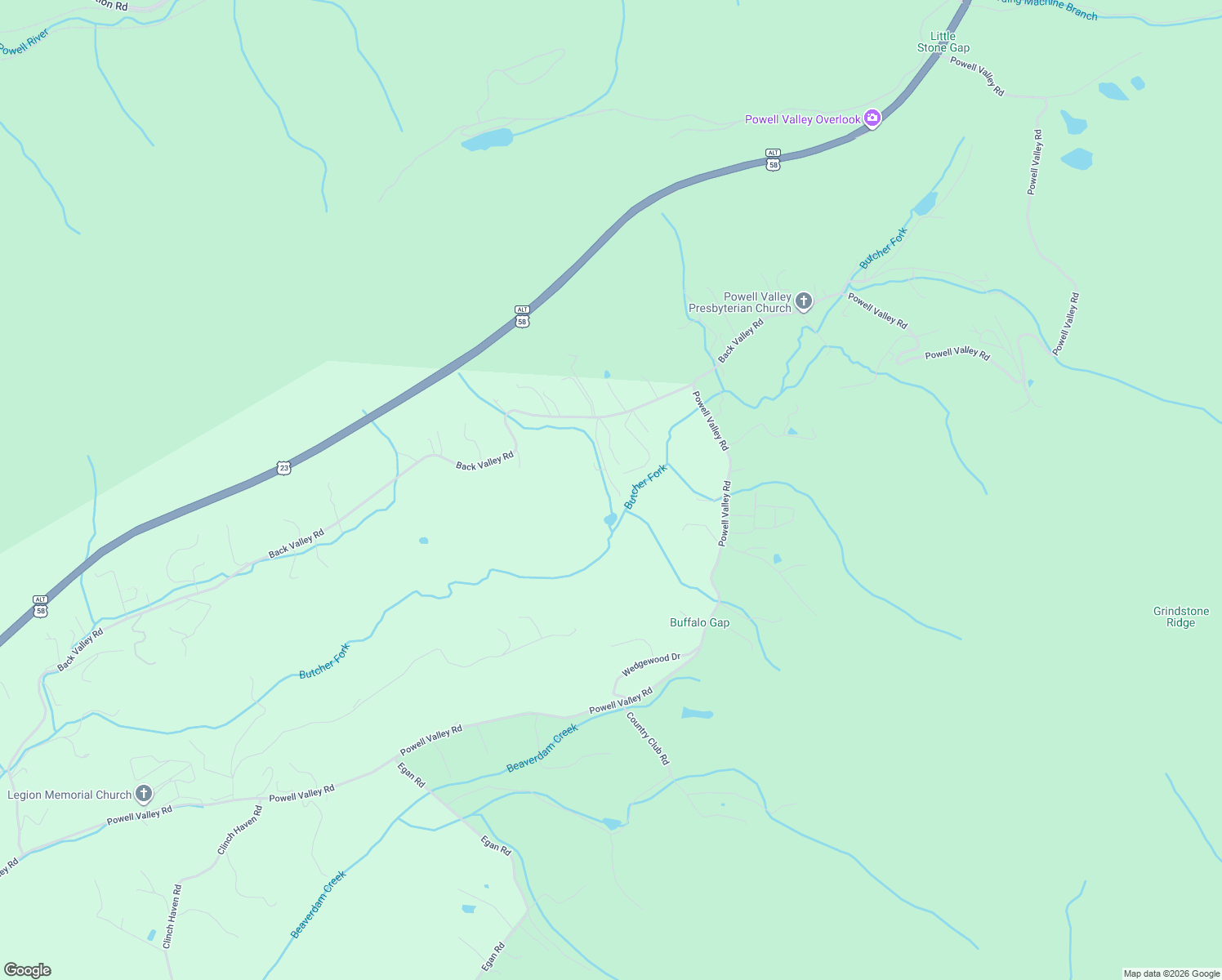 map of restaurants, bars, coffee shops, grocery stores, and more near 3301-3337 Rebecca Road in Big Stone Gap