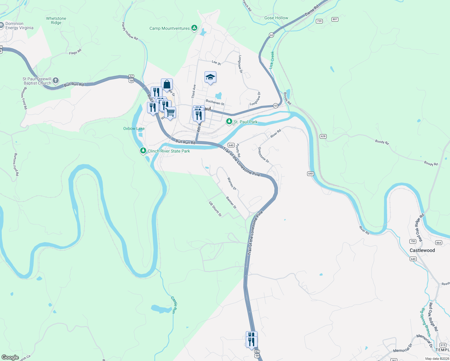 map of restaurants, bars, coffee shops, grocery stores, and more near 2713 Warren Drive in St. Paul