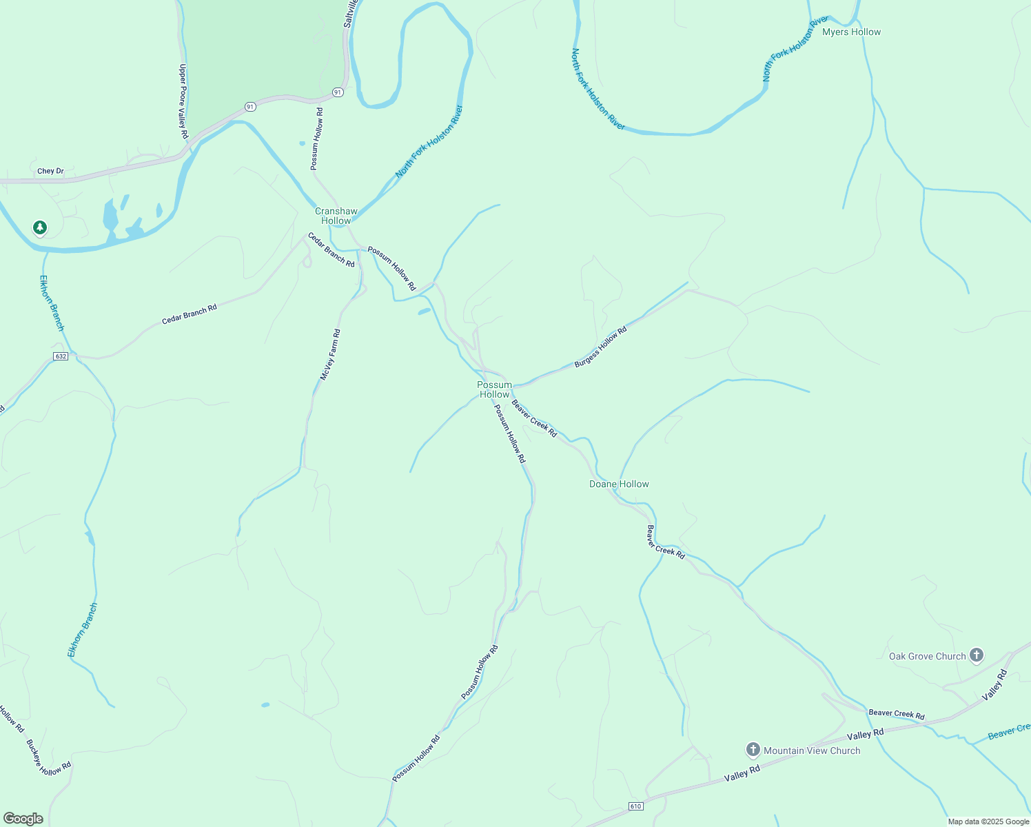 map of restaurants, bars, coffee shops, grocery stores, and more near 779 Possum Hollow Road in Saltville